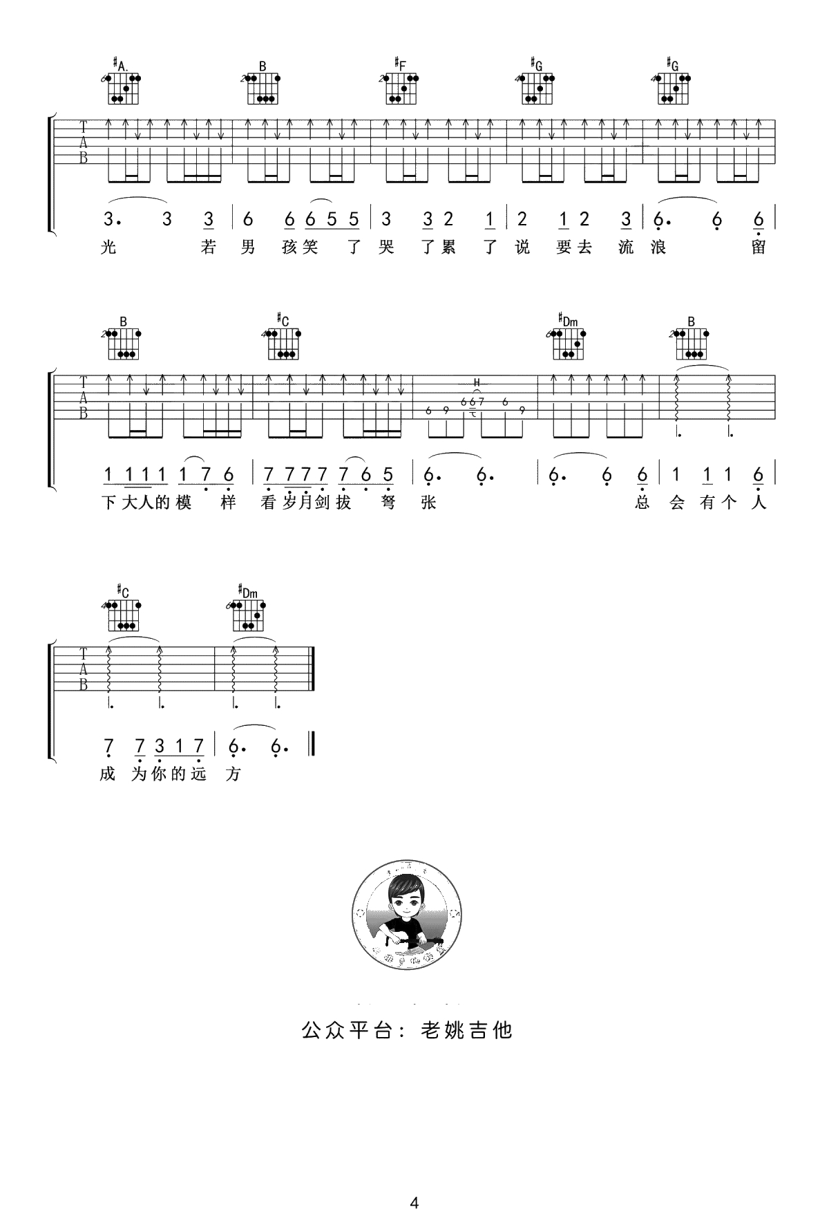 牧马城市吉他谱-毛不易-吉他弹唱-高清4