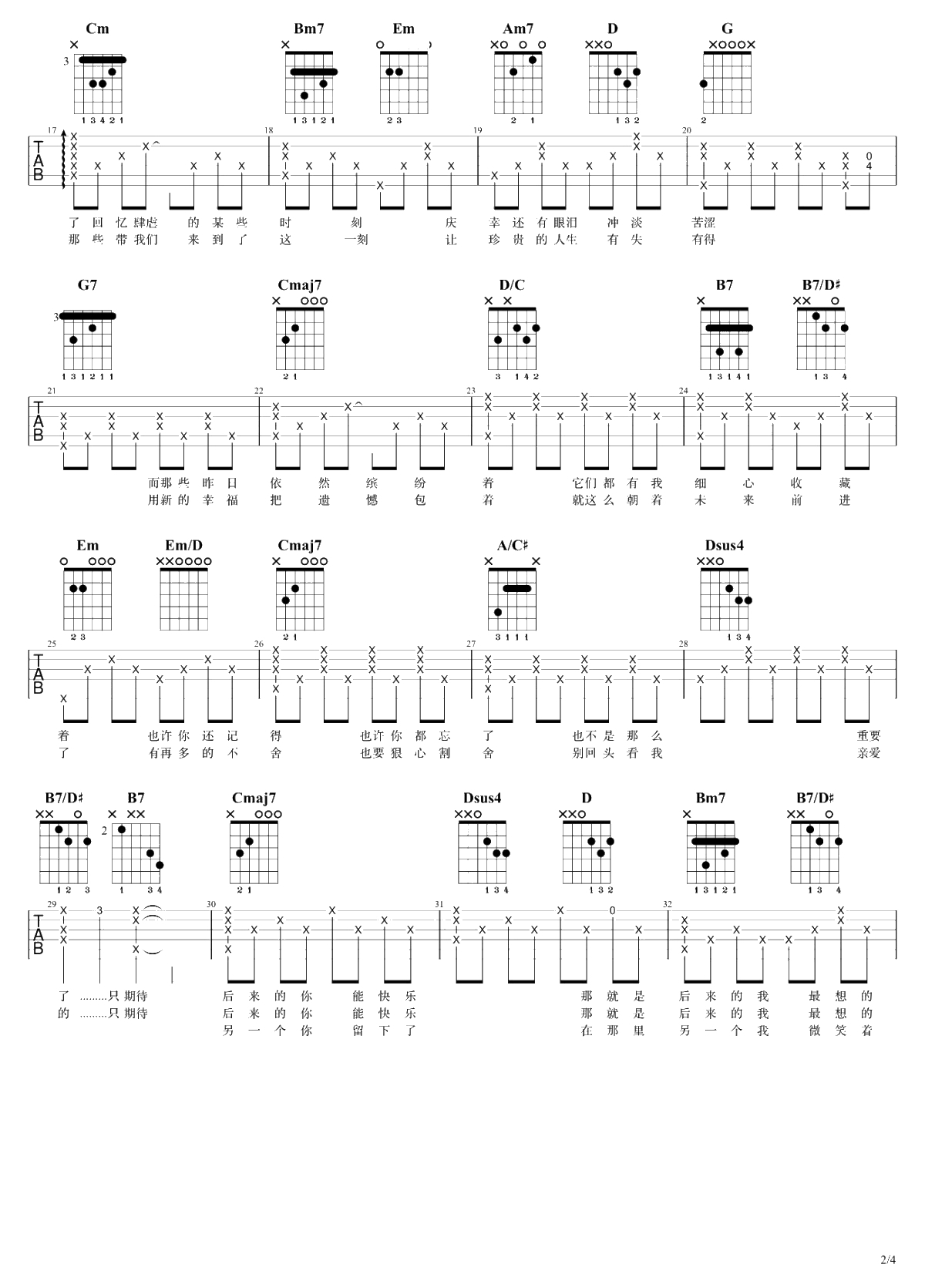 后来的我们吉他谱 眼泪未干版-五月天-吉他弹唱+2