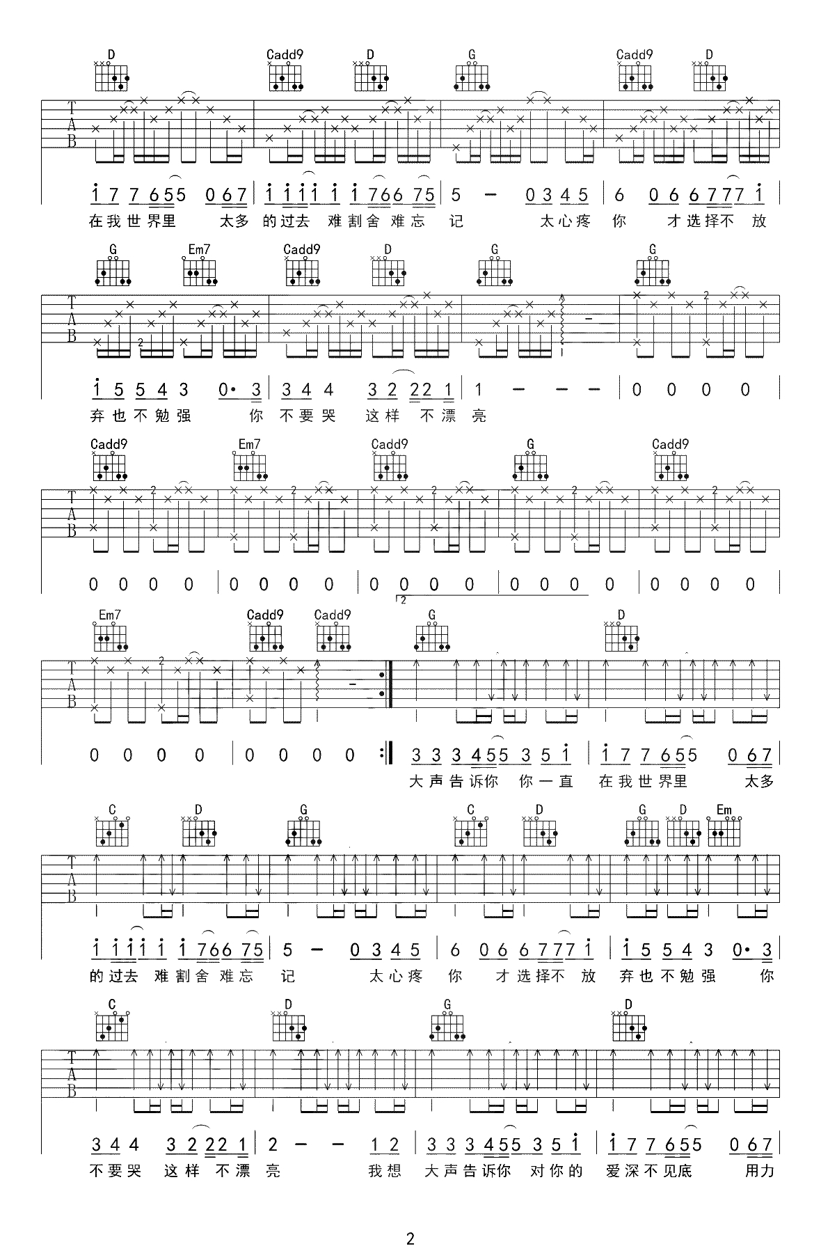 我想大声告诉你吉他谱-樊凡《蜗居》片尾曲-详细2