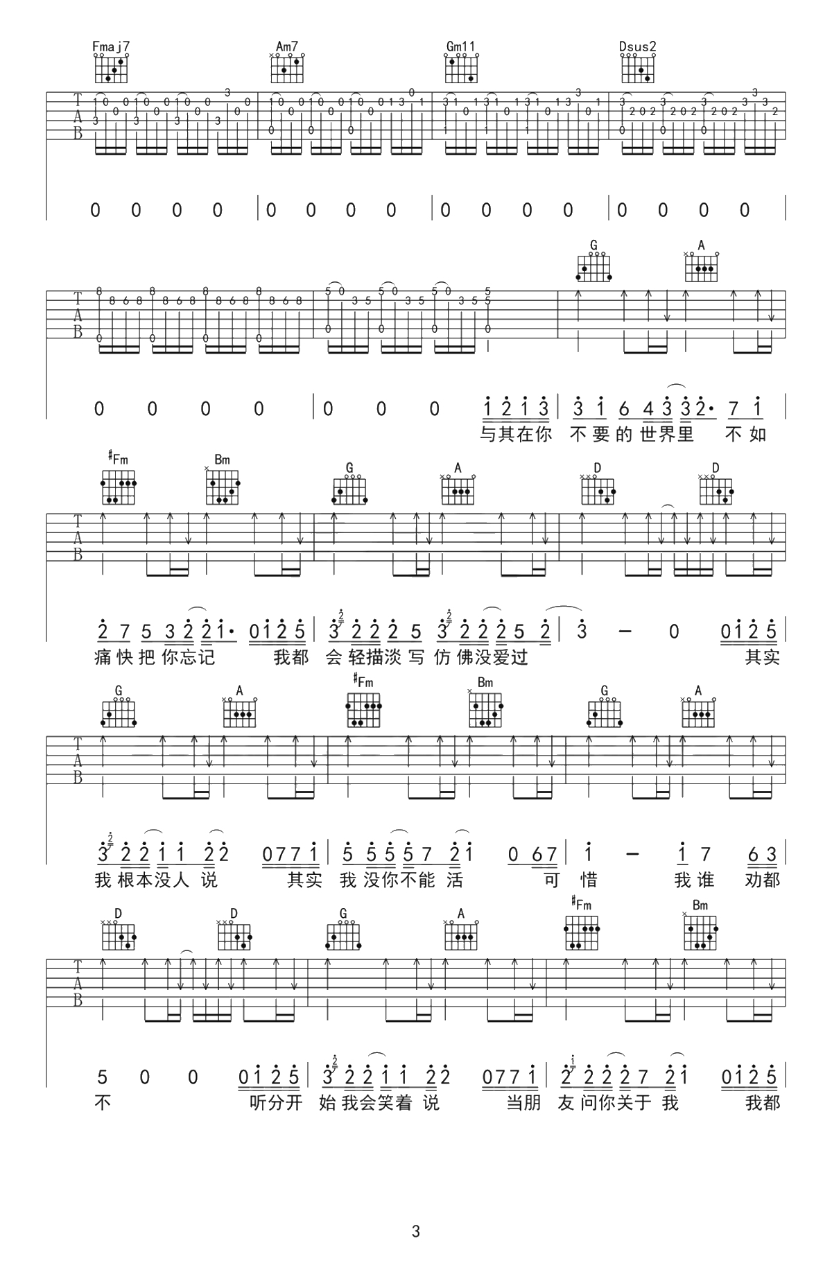 其实我就在你的方圆几里吉他谱 薛之谦 吉他弹唱3