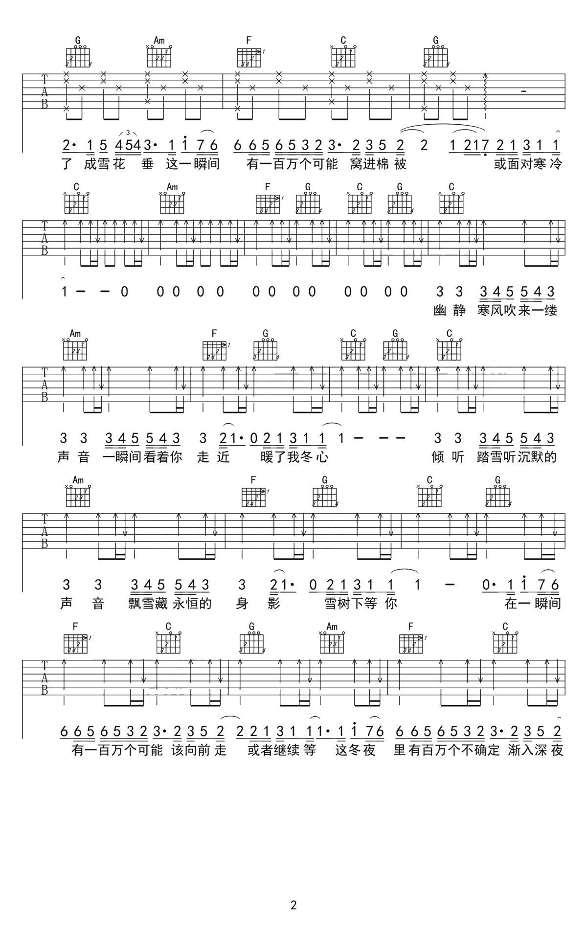 一百万个可能吉他谱-Christine Welch（克丽丝叮）-抖音歌曲2