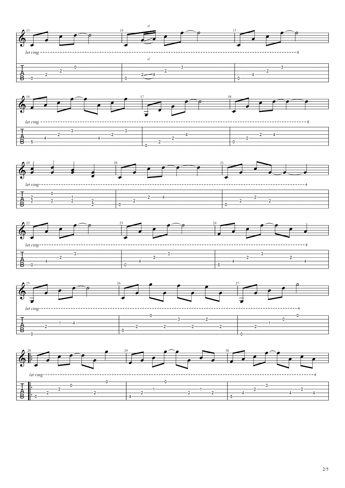 数不尽的星空吉他谱-曾沛慈《终极一班2》主题曲-高清六线谱2