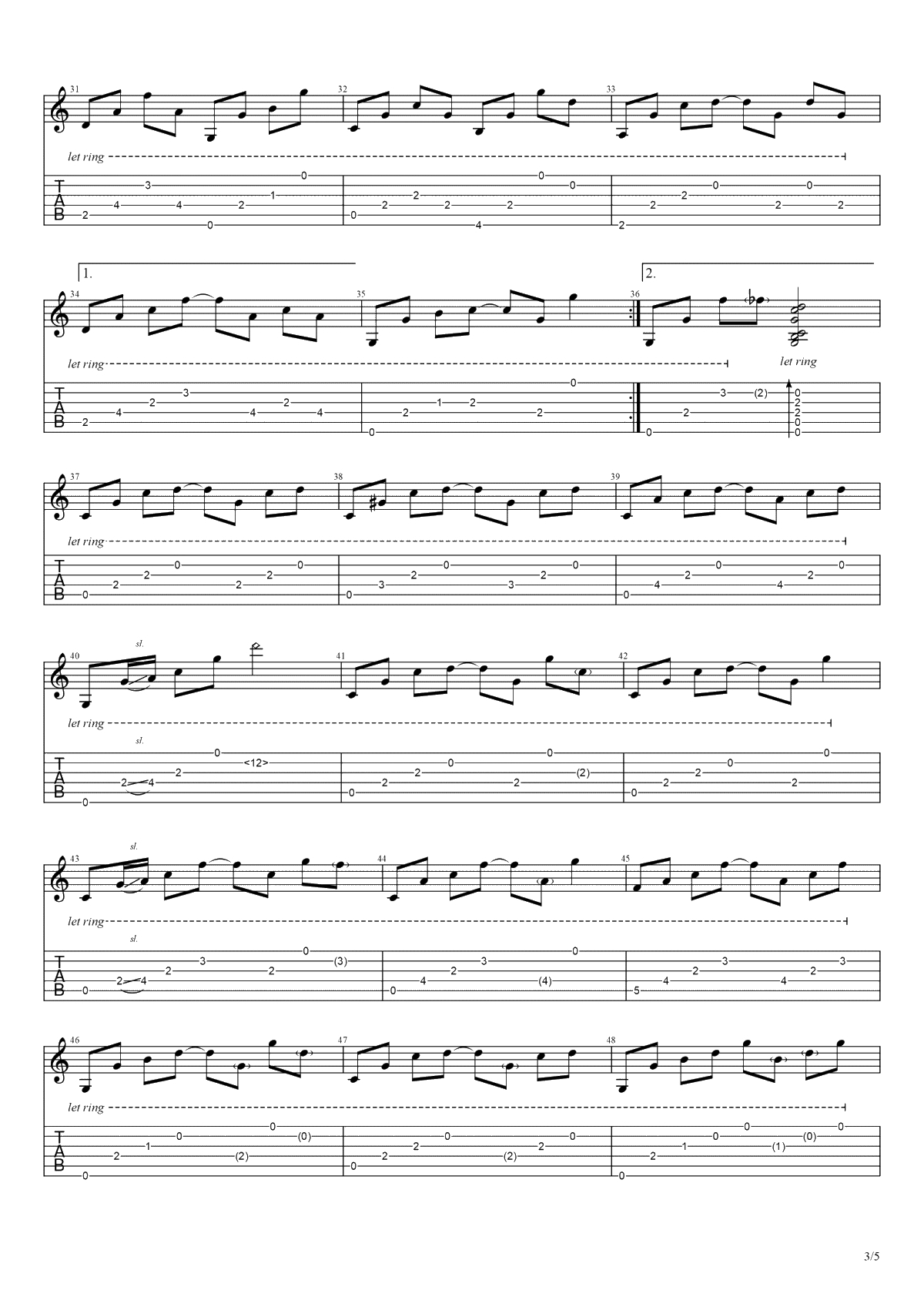 数不尽的星空吉他谱-曾沛慈《终极一班2》主题曲-高清六线谱3