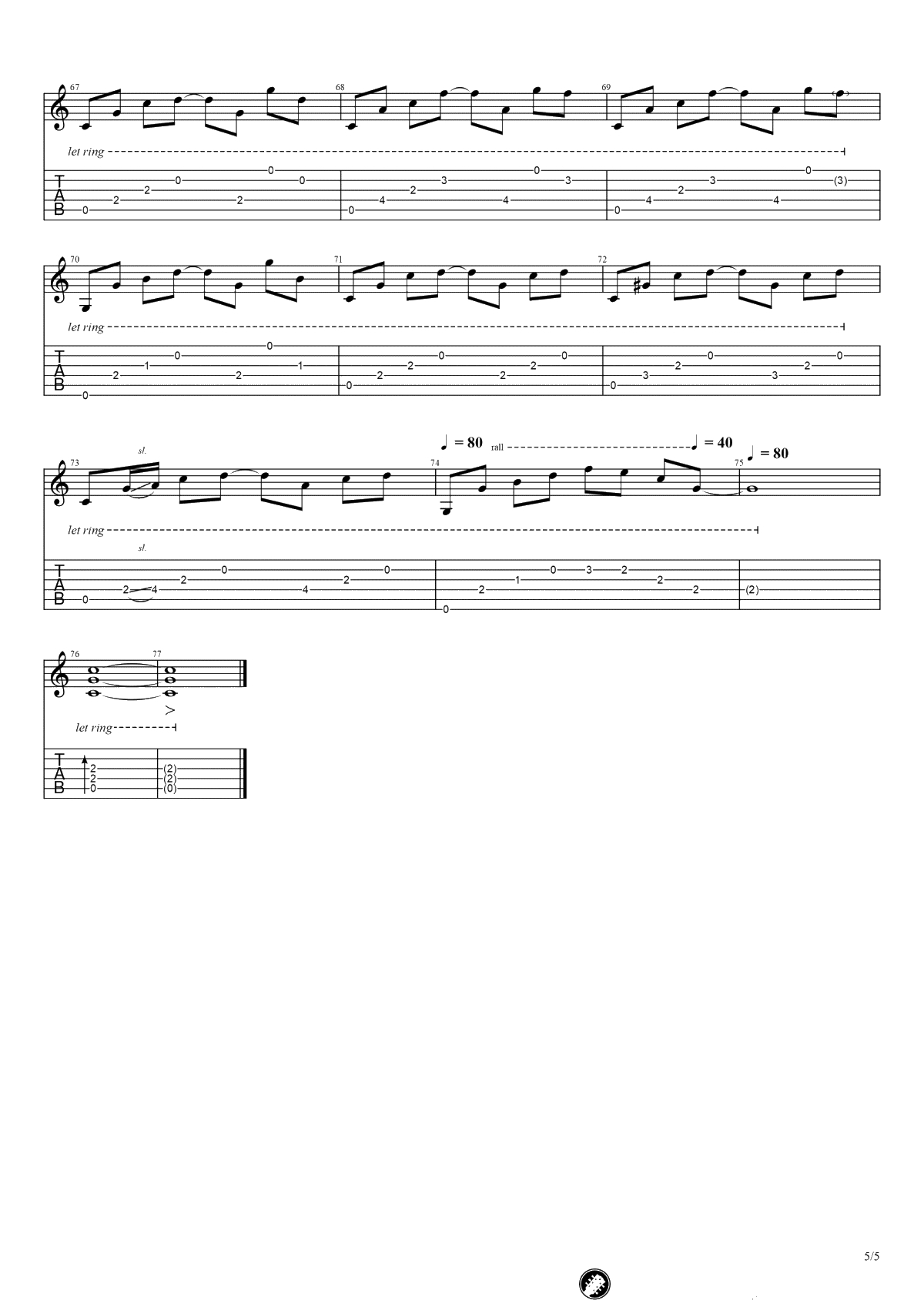 数不尽的星空吉他谱-曾沛慈《终极一班2》主题曲-高清六线谱5