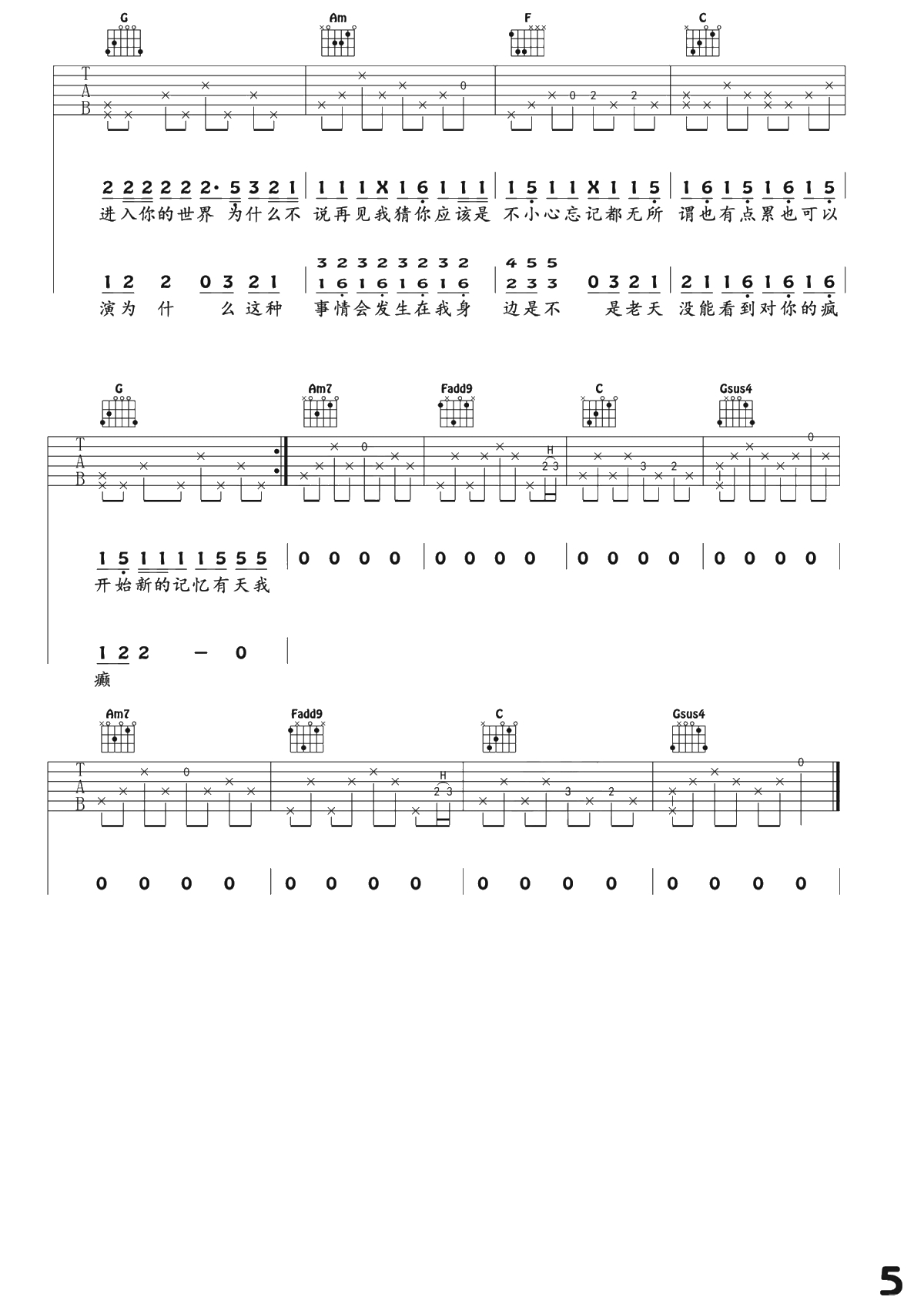 病变吉他谱-KD/鞠文娴《BINGBIAN病变》C调弹唱-吉他5