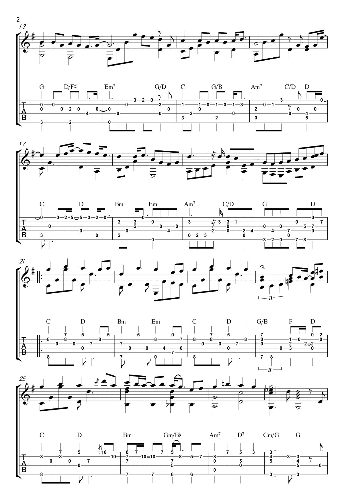 突然好想你指弹谱-五月天-吉他独奏谱-指弹2