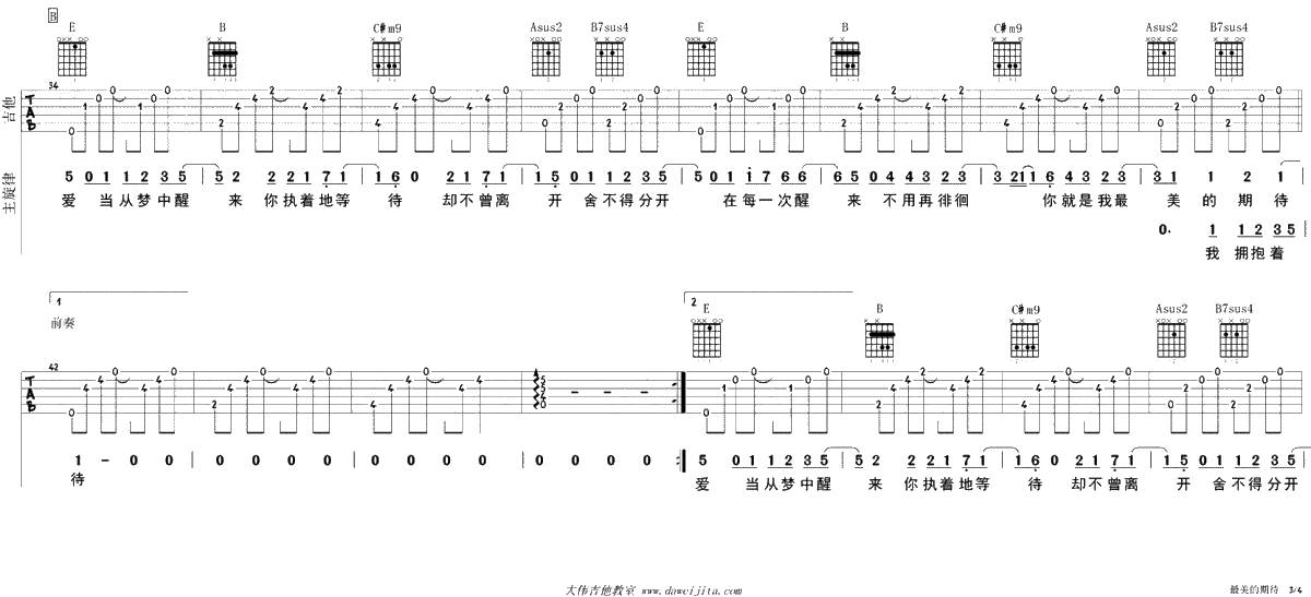 最美的期待吉他谱-男生版-周笔畅-吉他弹唱3