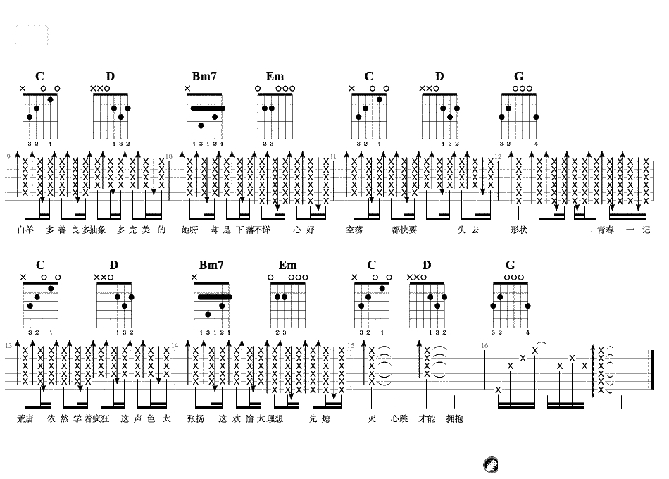 白羊吉他谱-徐秉龙-C调简单版+G调女生版-弹唱4
