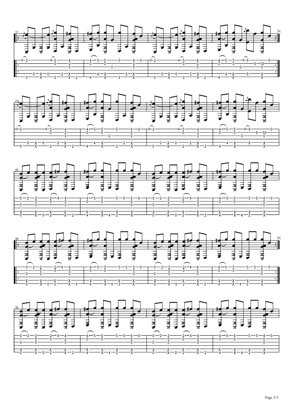 PDD洪荒之力指弹谱-Ngau Hung吉他独奏谱-电音神曲2