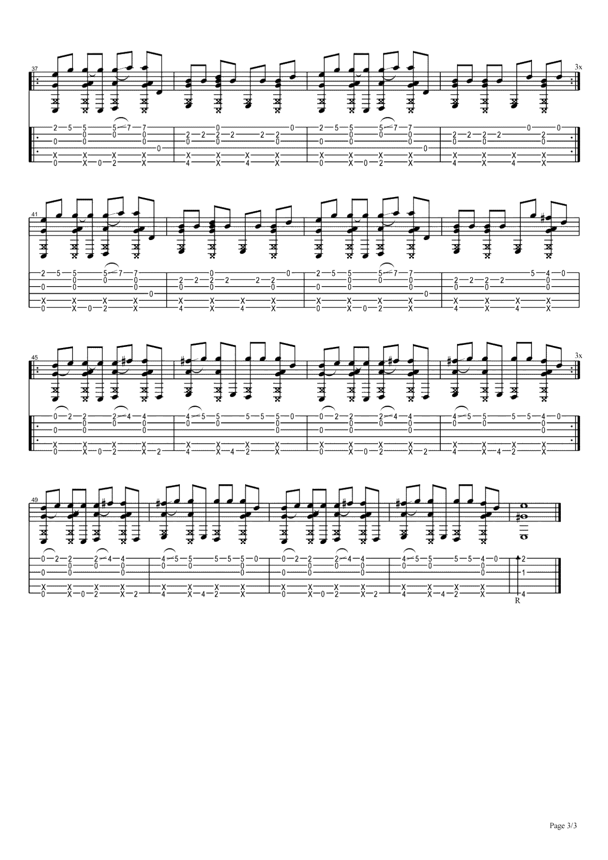 PDD洪荒之力指弹谱-Ngau Hung吉他独奏谱-电音神曲3