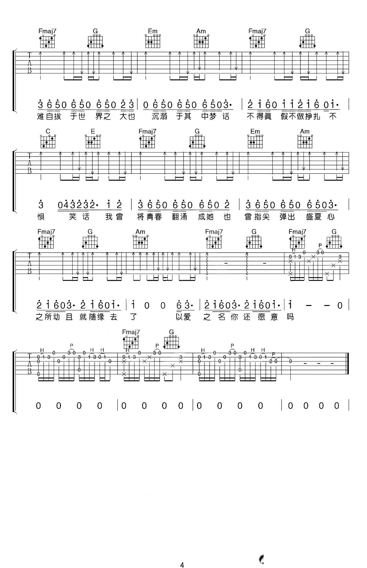 起风了吉他谱-C调弹唱谱-买辣椒也用券-吉他弹唱4