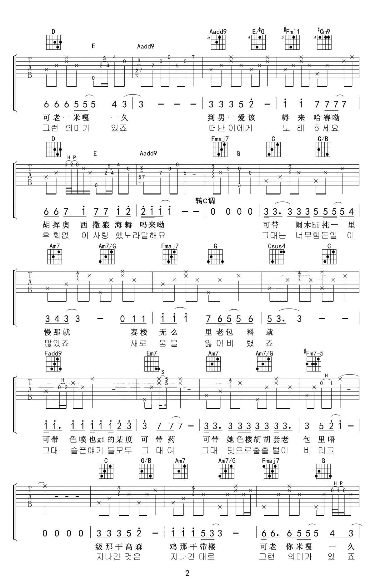 你不要担心吉他谱 李迪《请回答1988》插曲-吉他2