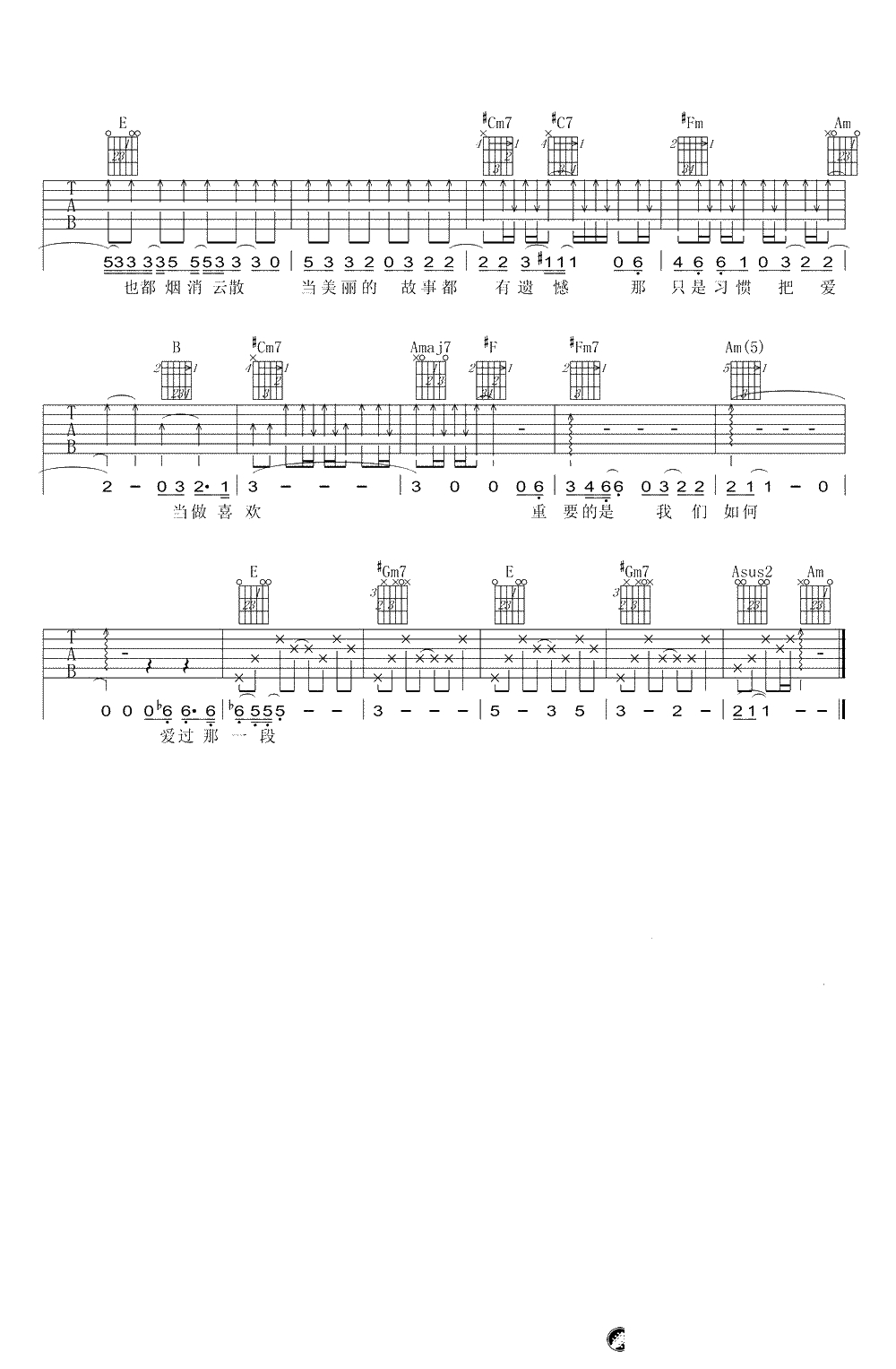 当冬夜渐暖吉他谱-孙燕姿-吉他弹唱谱-3
