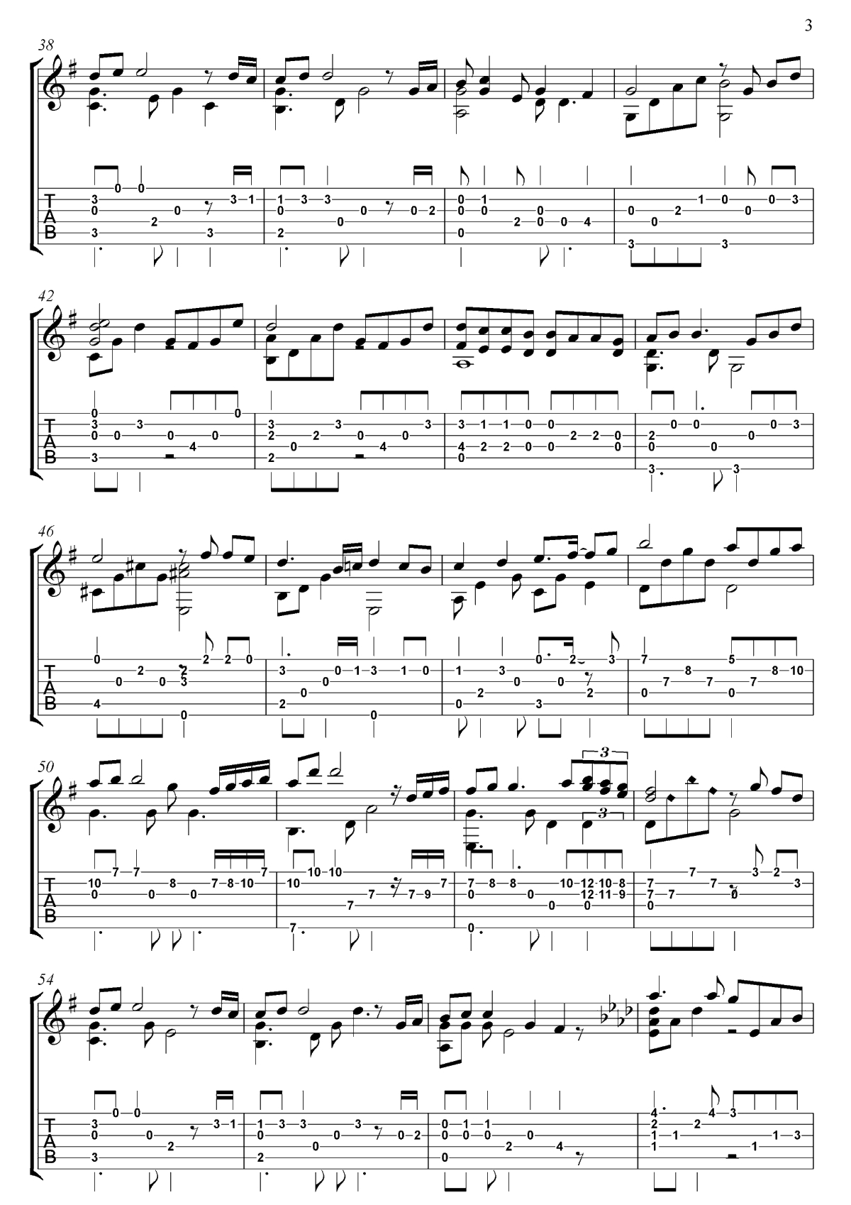 Kiss The Rain指弹谱-《雨的印记》吉他独奏谱-指弹3