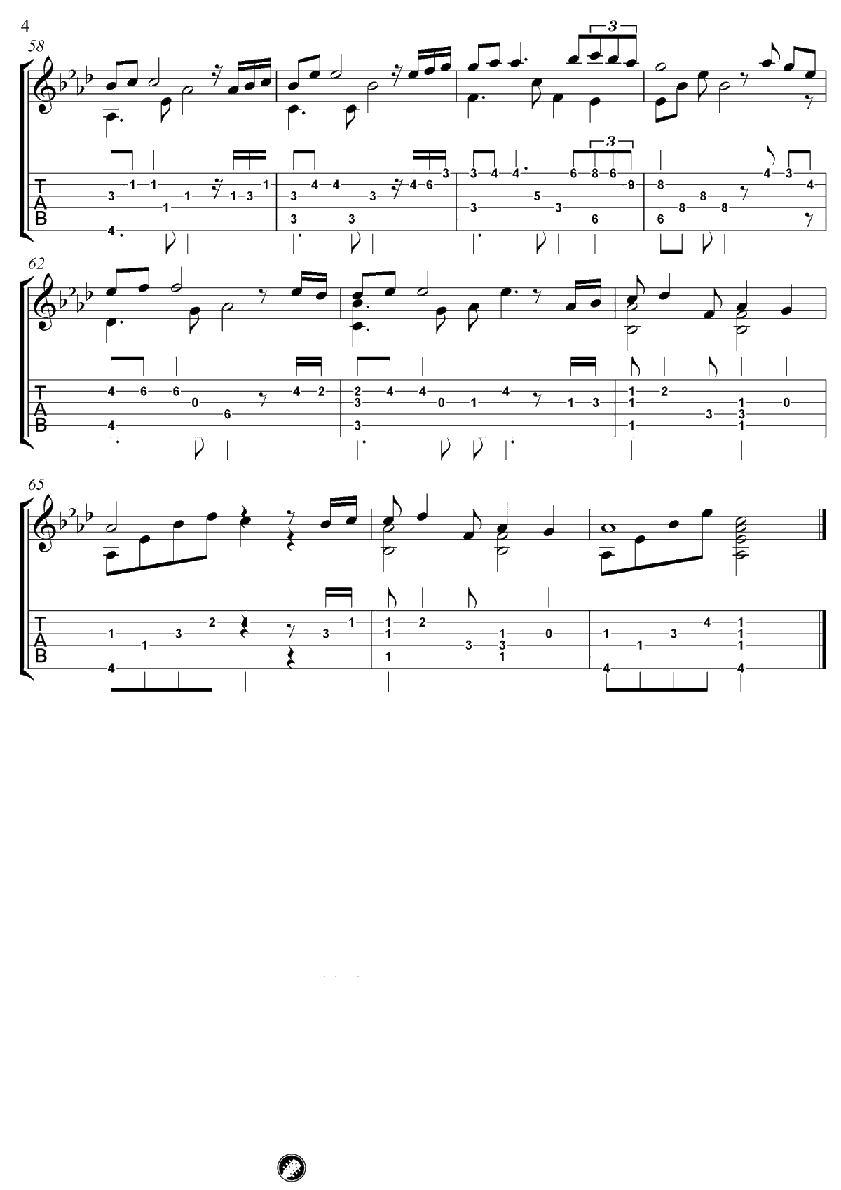 Kiss The Rain指弹谱-《雨的印记》吉他独奏谱-指弹4