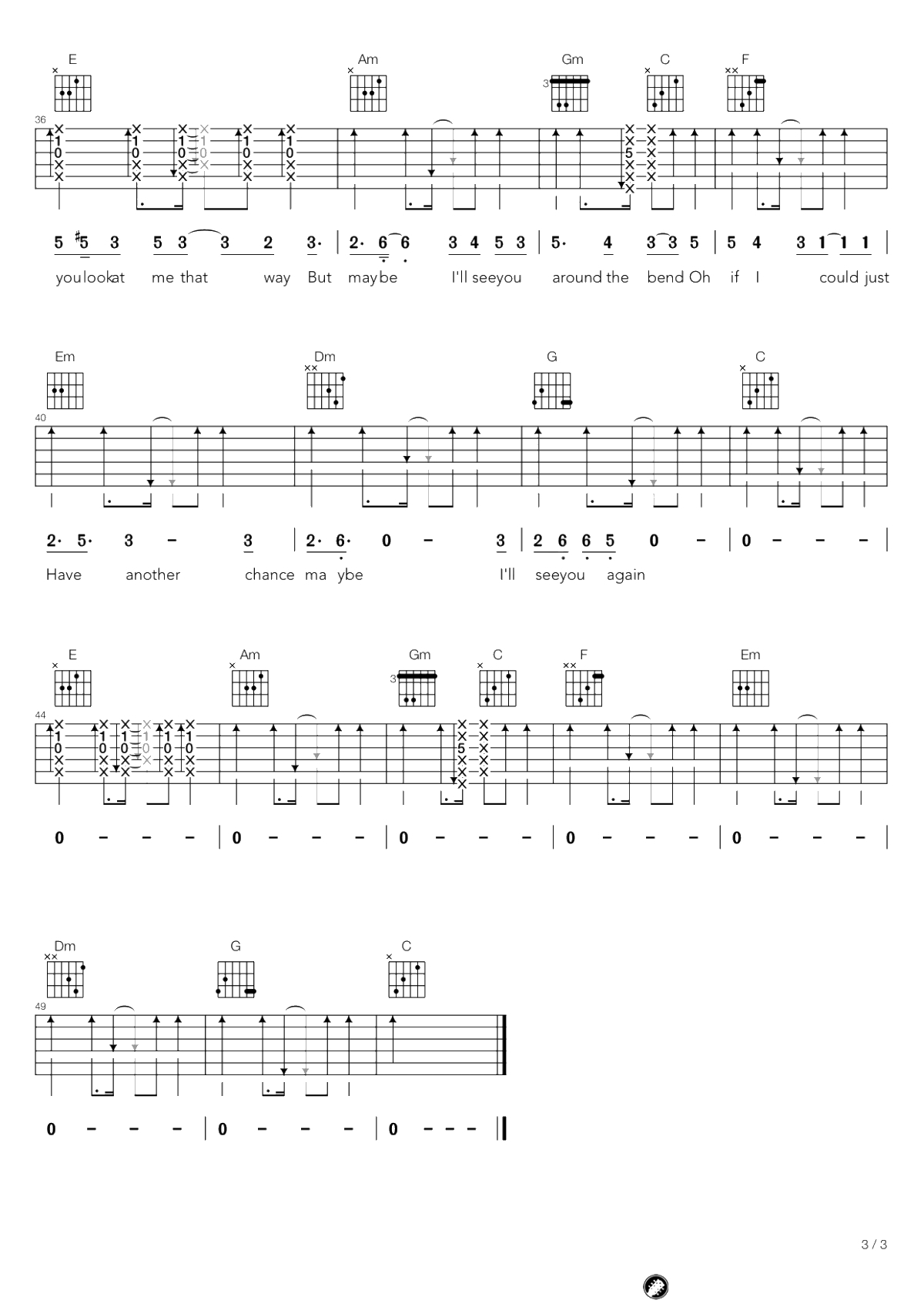 See you again吉他谱 窦靖童 电影《声之形》推广曲-弹唱谱3