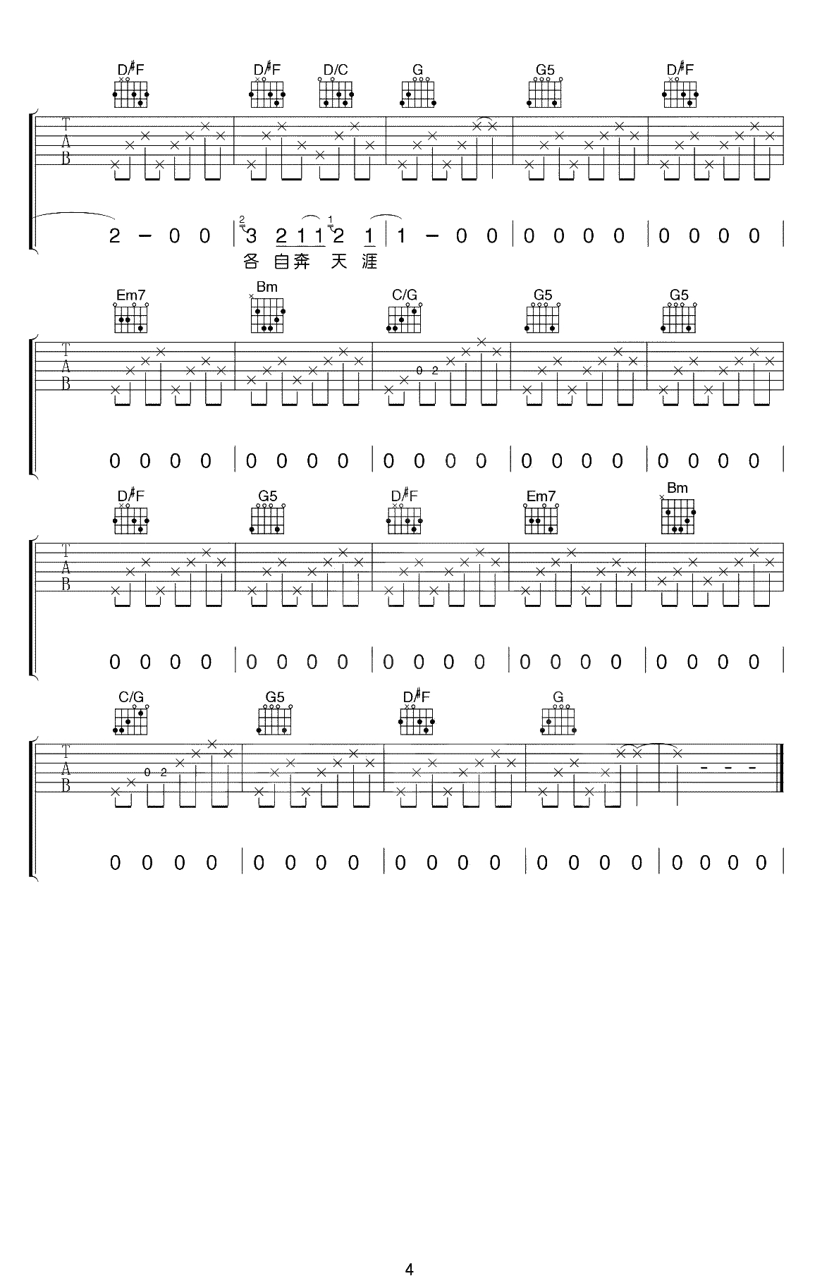 那些花儿吉他谱-朴树-原版编配-民谣必弹曲目-吉他4