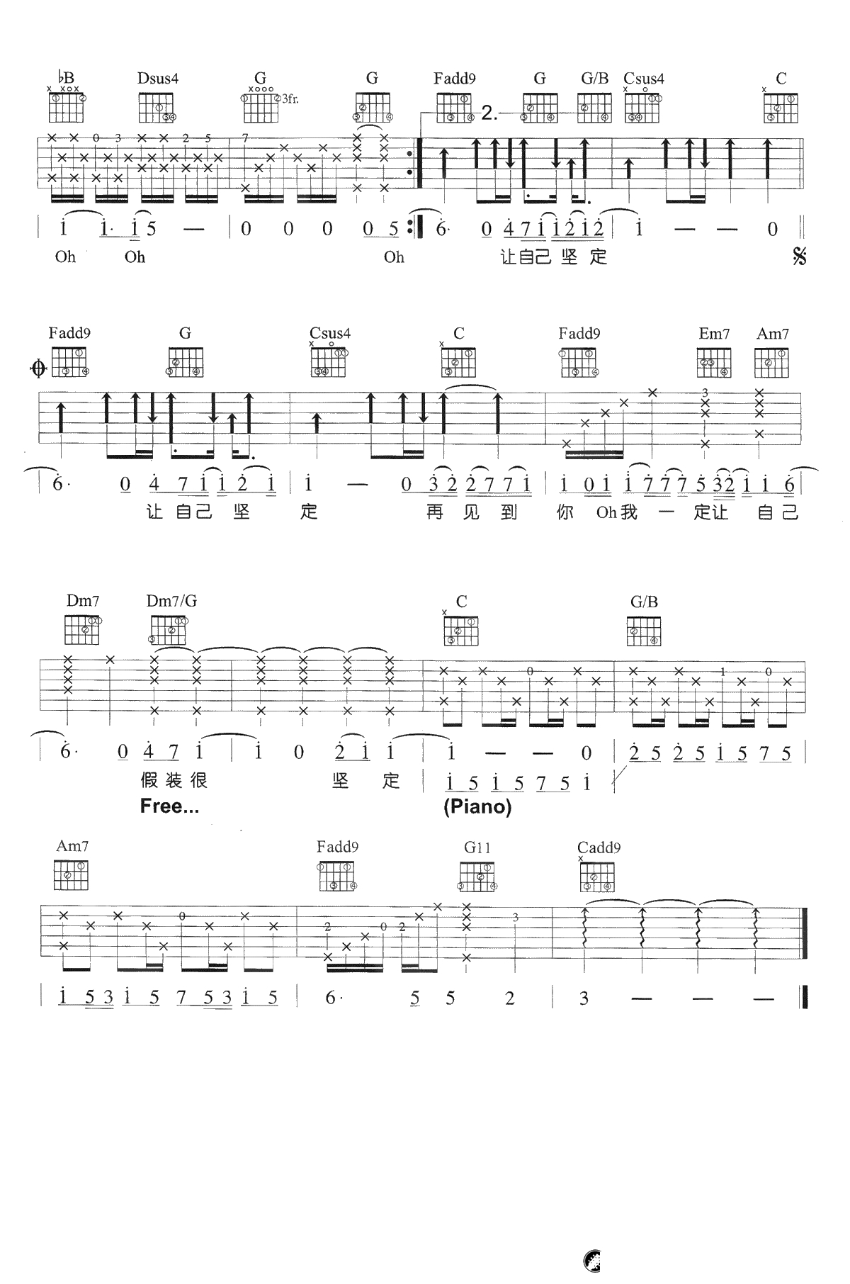 爱笑的眼睛吉他谱-林俊杰-C调弹唱谱-高清3