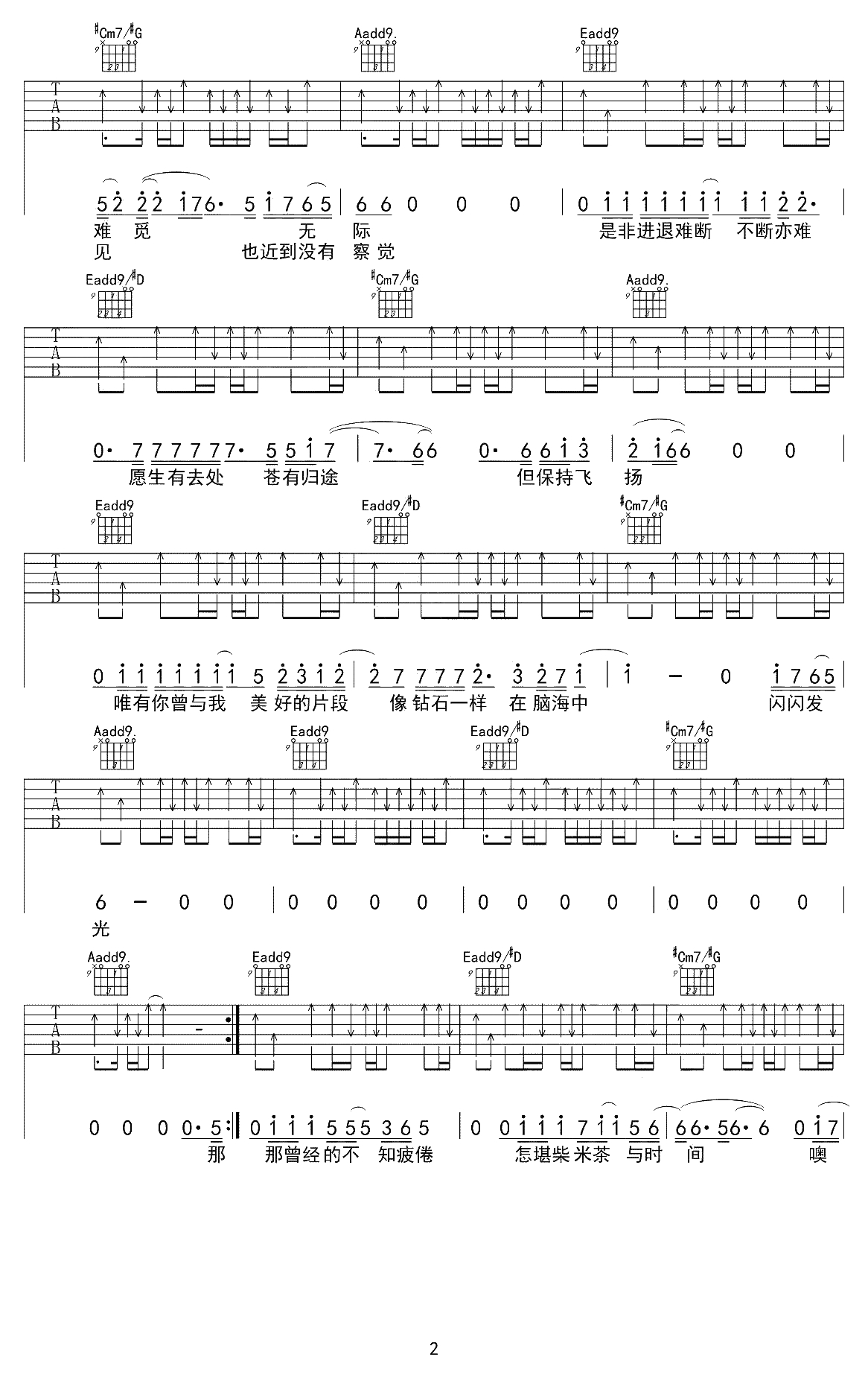 闪光的回忆吉他谱-逃跑计划-原版六线谱-吉他弹唱2