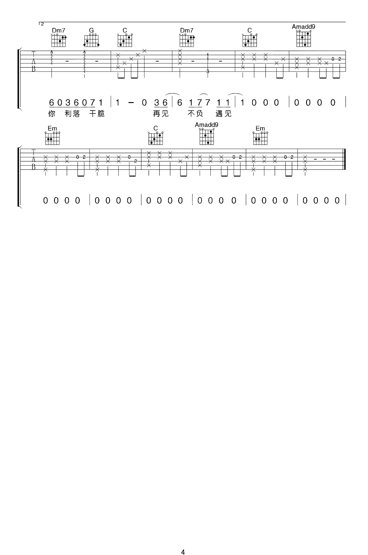 体面吉他谱 于文文 电影《前任3》插曲-吉他弹唱4