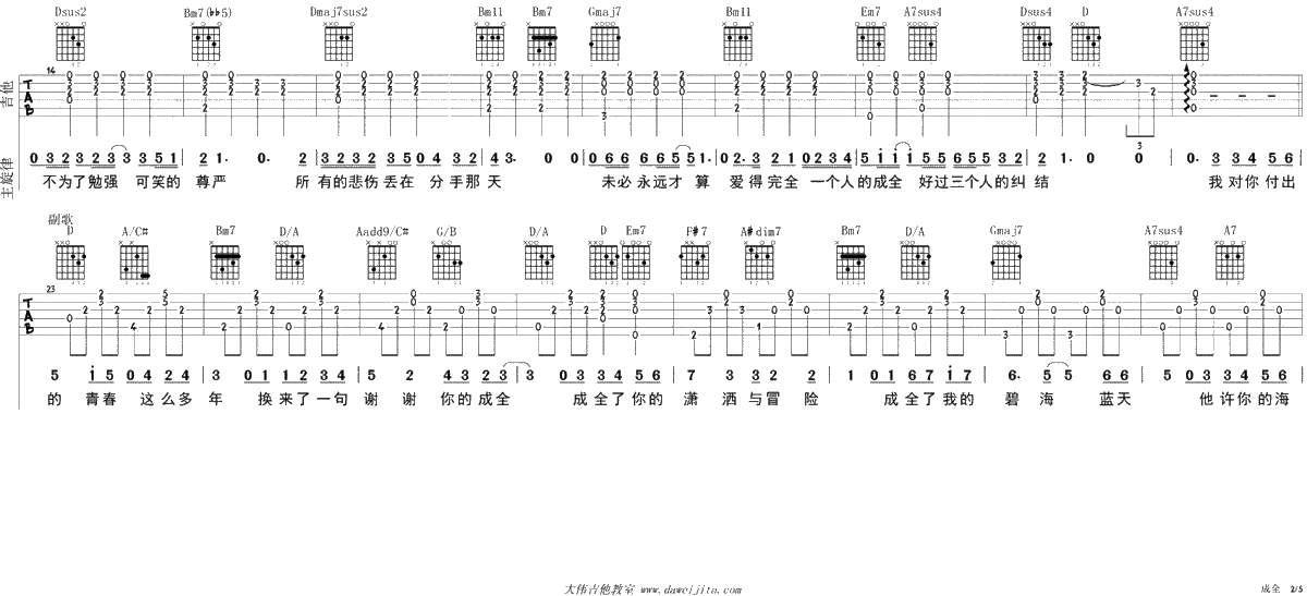 成全吉他谱-林宥嘉-吉他-高清弹唱谱2