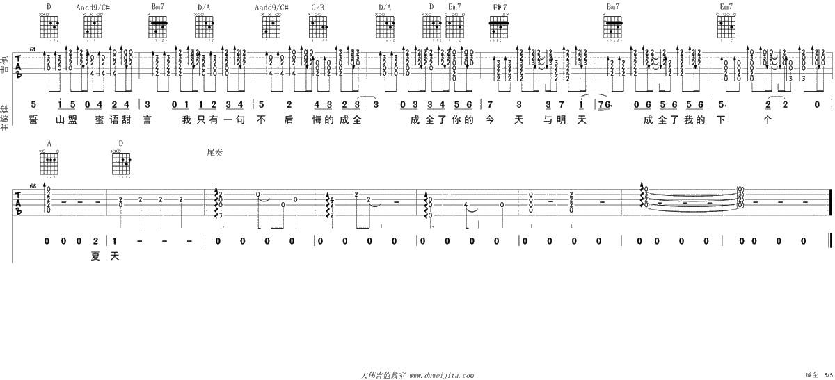 成全吉他谱-林宥嘉-吉他-高清弹唱谱5