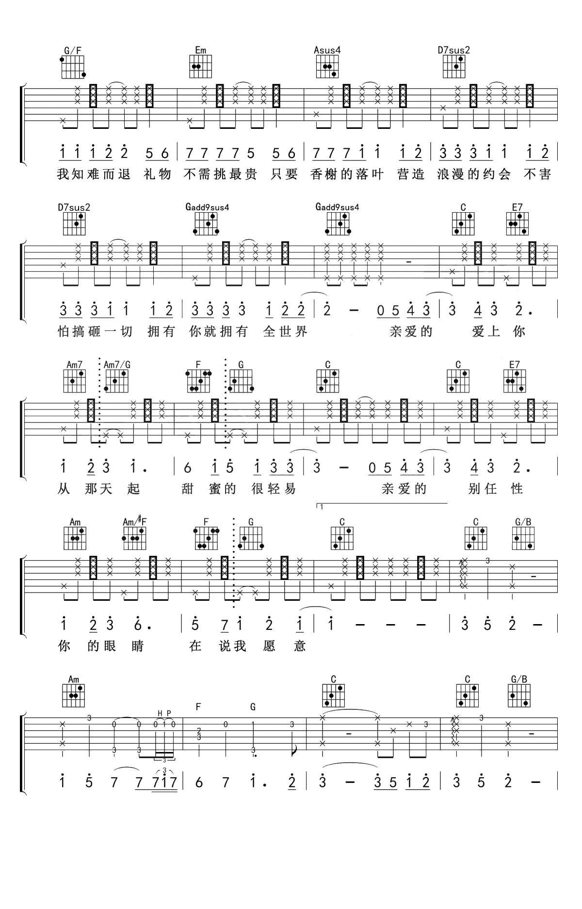 告白气球吉他谱-周杰伦-C调弹唱谱-带完美前奏-吉他2