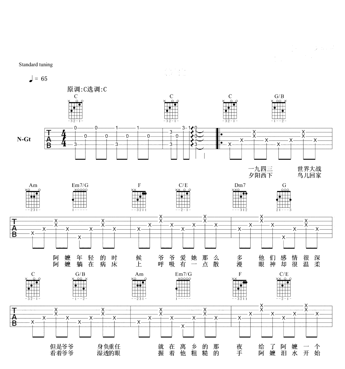 会有那么一天吉他谱-林俊杰-C调六线谱-吉他弹唱1