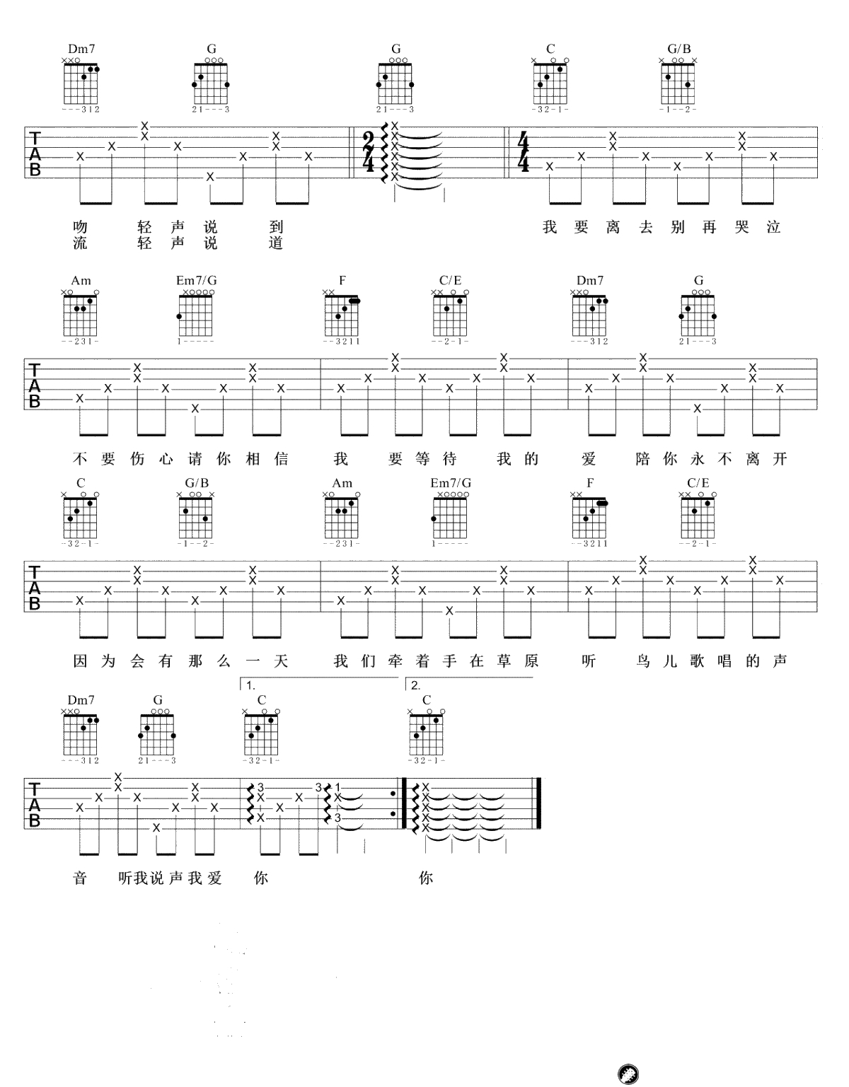 会有那么一天吉他谱-林俊杰-C调六线谱-吉他弹唱2