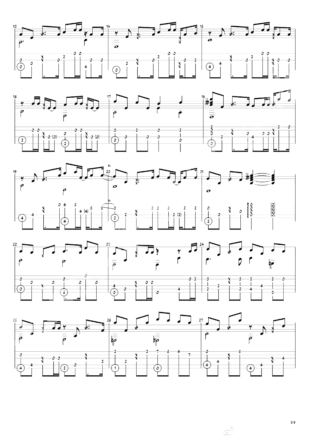 等你下课指弹谱-周杰伦-吉他独奏谱-指弹2