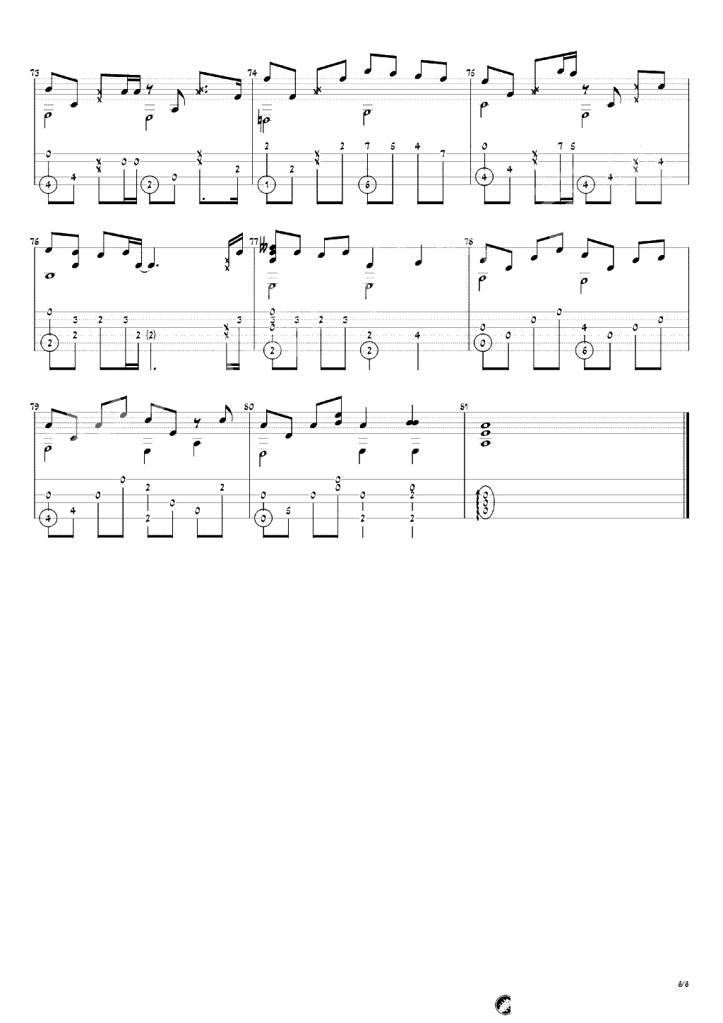 等你下课指弹谱-周杰伦-吉他独奏谱-指弹6