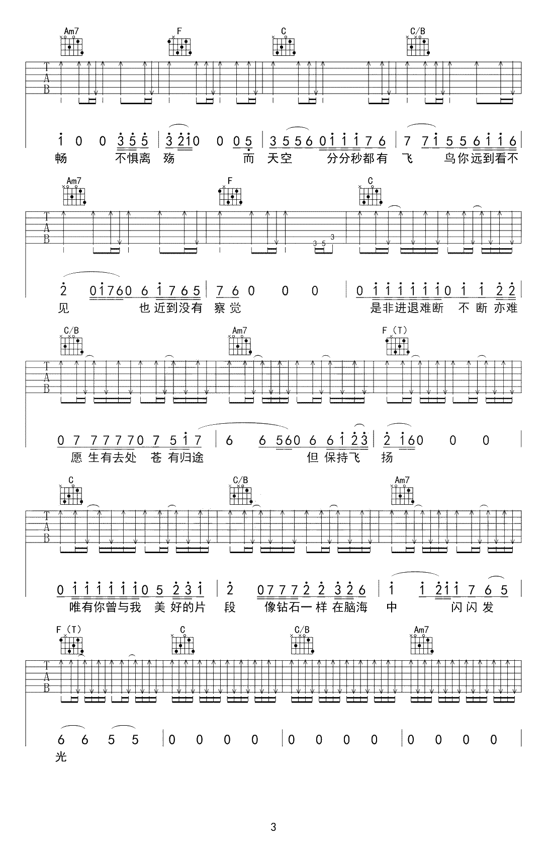 闪光的回忆吉他谱-逃跑计划-C调弹唱谱-吉他3