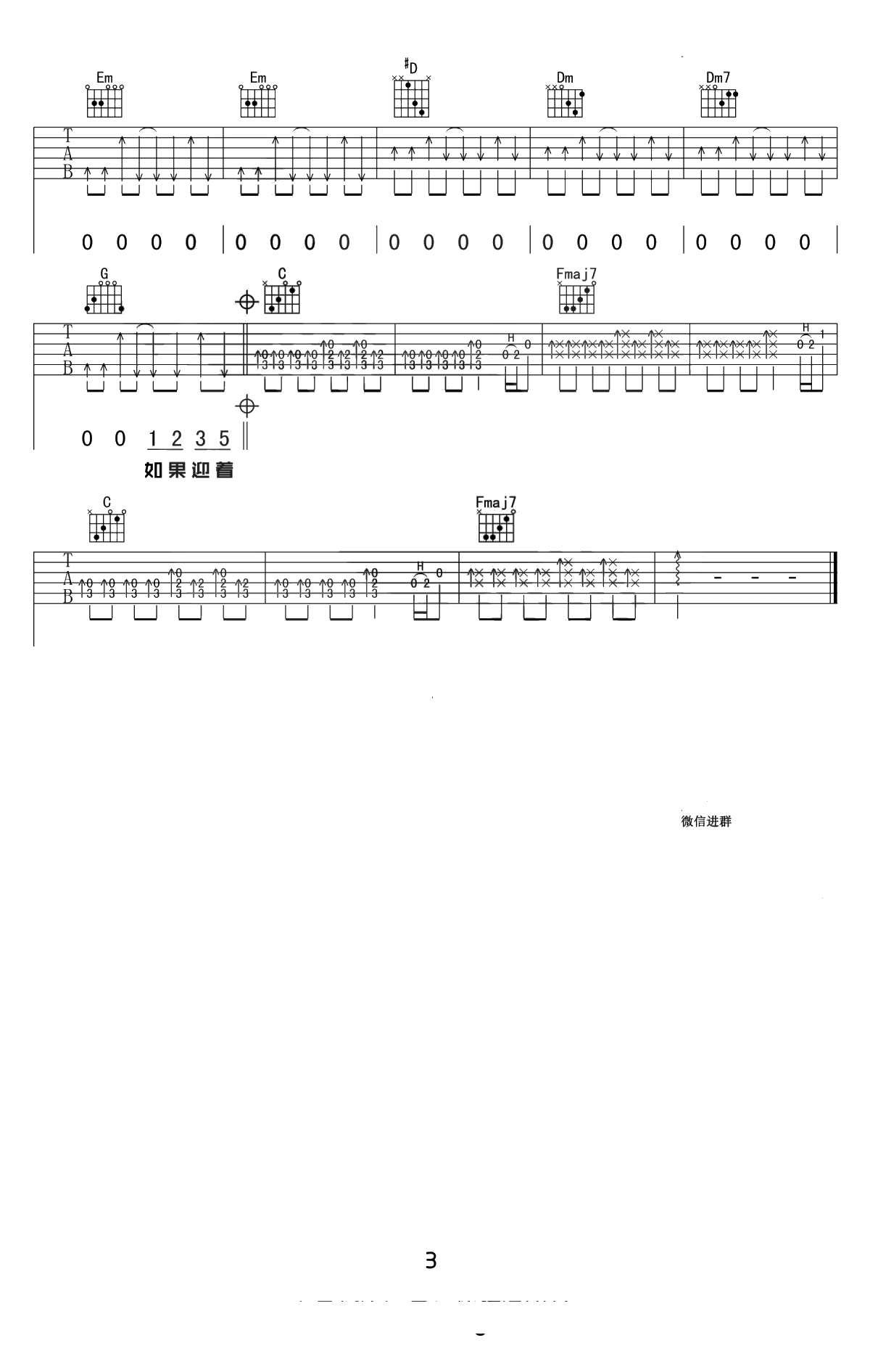 远走高飞吉他谱-C调简单版-远走高飞弹唱六线谱3