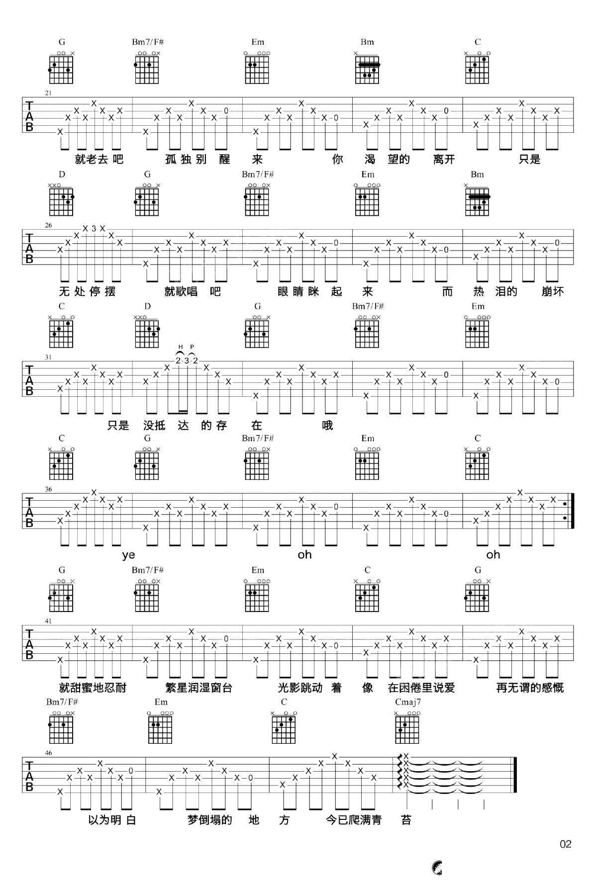 理想三旬吉他谱-陈鸿宇-初学者简单版-吉他弹唱2