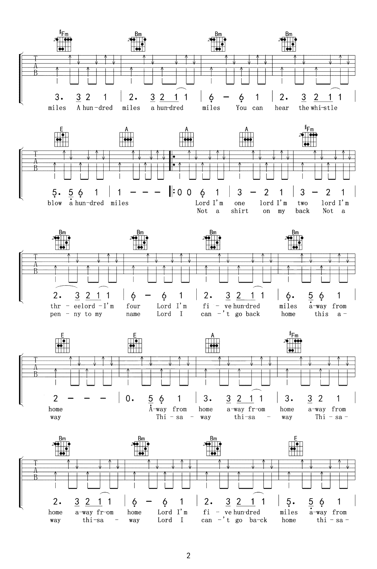 500 Miles吉他谱-醉乡民谣吉他谱-《离家500里》吉他2