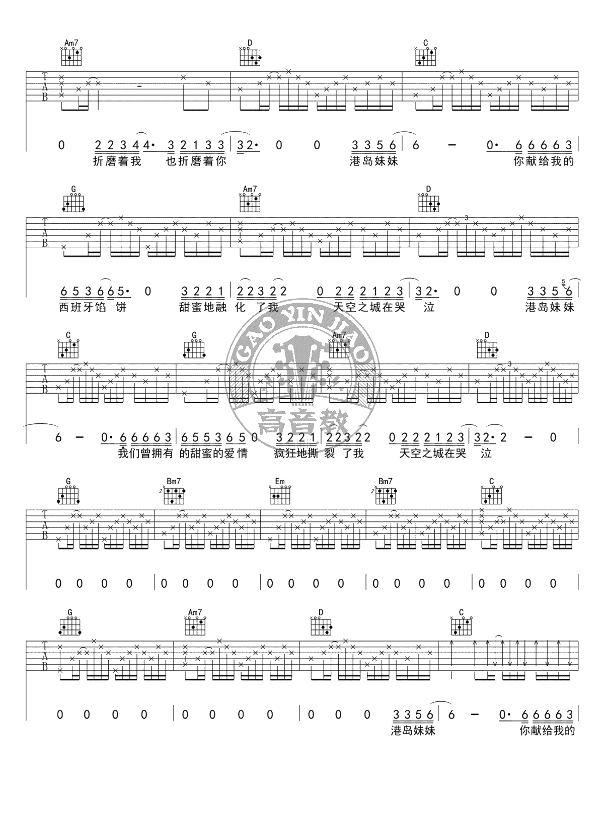天空之城吉他谱 G调标准版 李志 吉他弹唱2