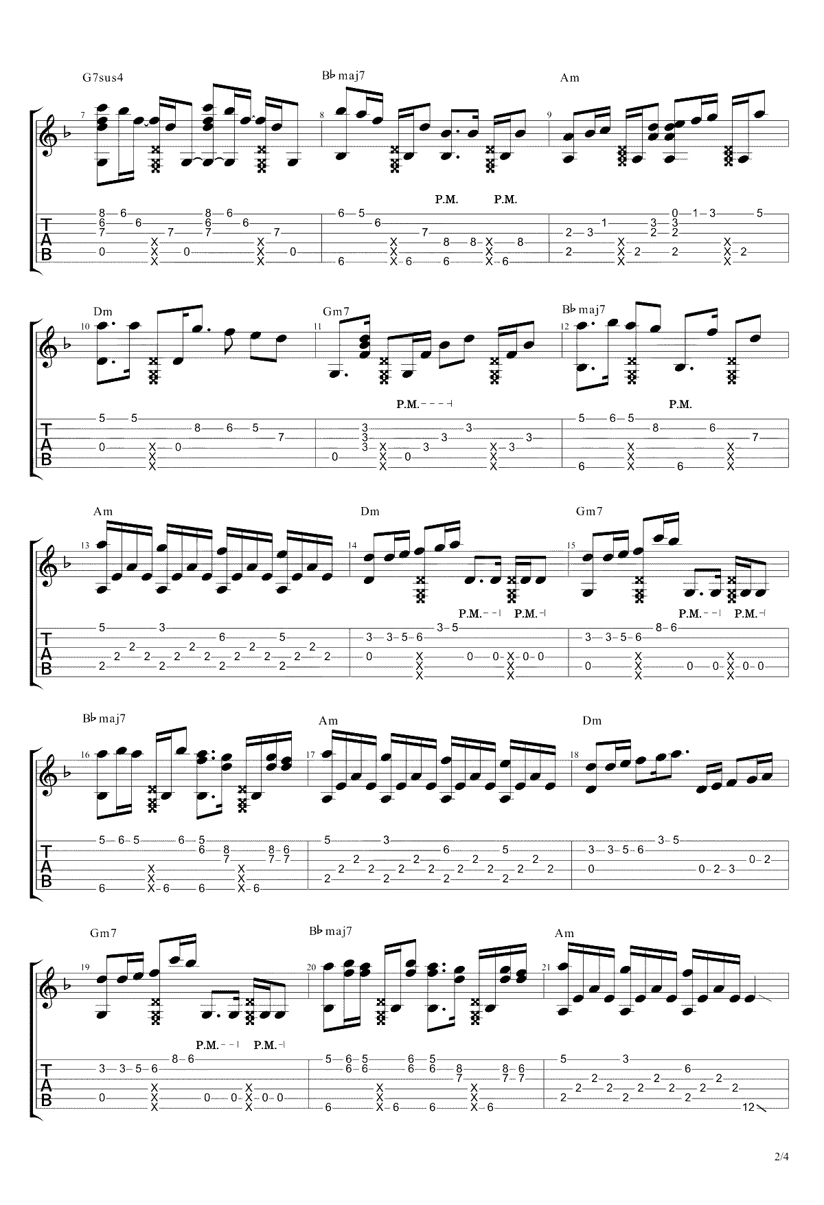 Careless Whisper指弹谱-Sam李森茂版本-无心快语吉他独奏谱2