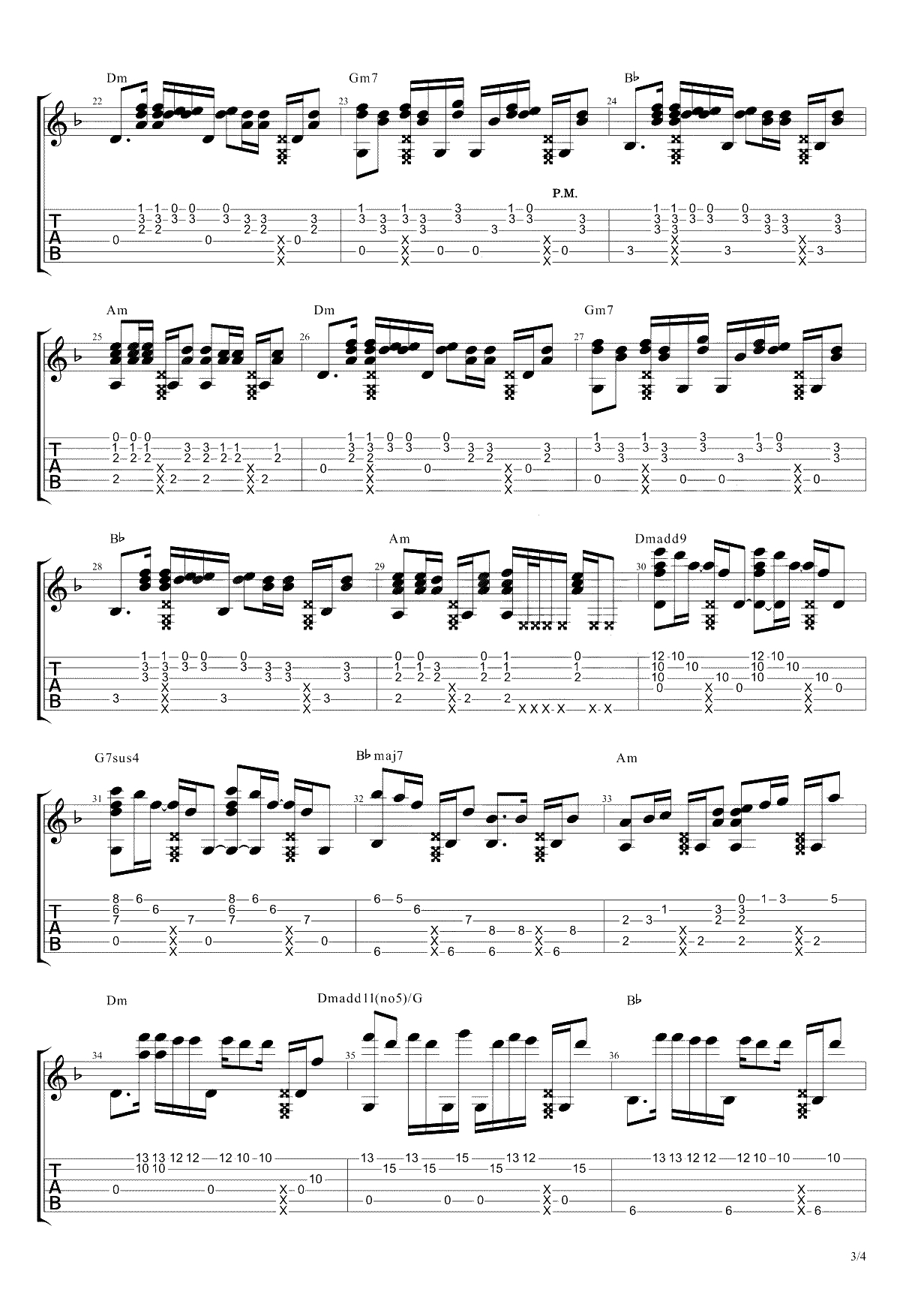 Careless Whisper指弹谱-Sam李森茂版本-无心快语吉他独奏谱3