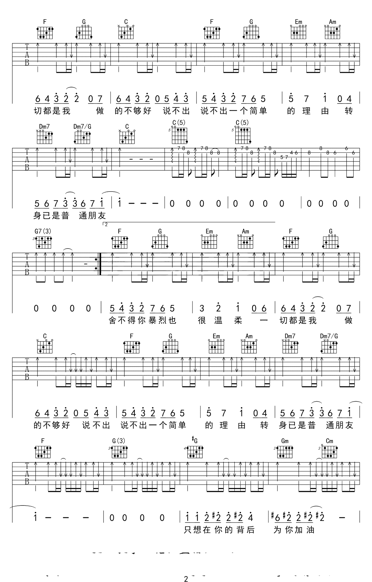 普通朋友吉他谱 樊凡《我的体育老师》插曲 吉他弹唱2