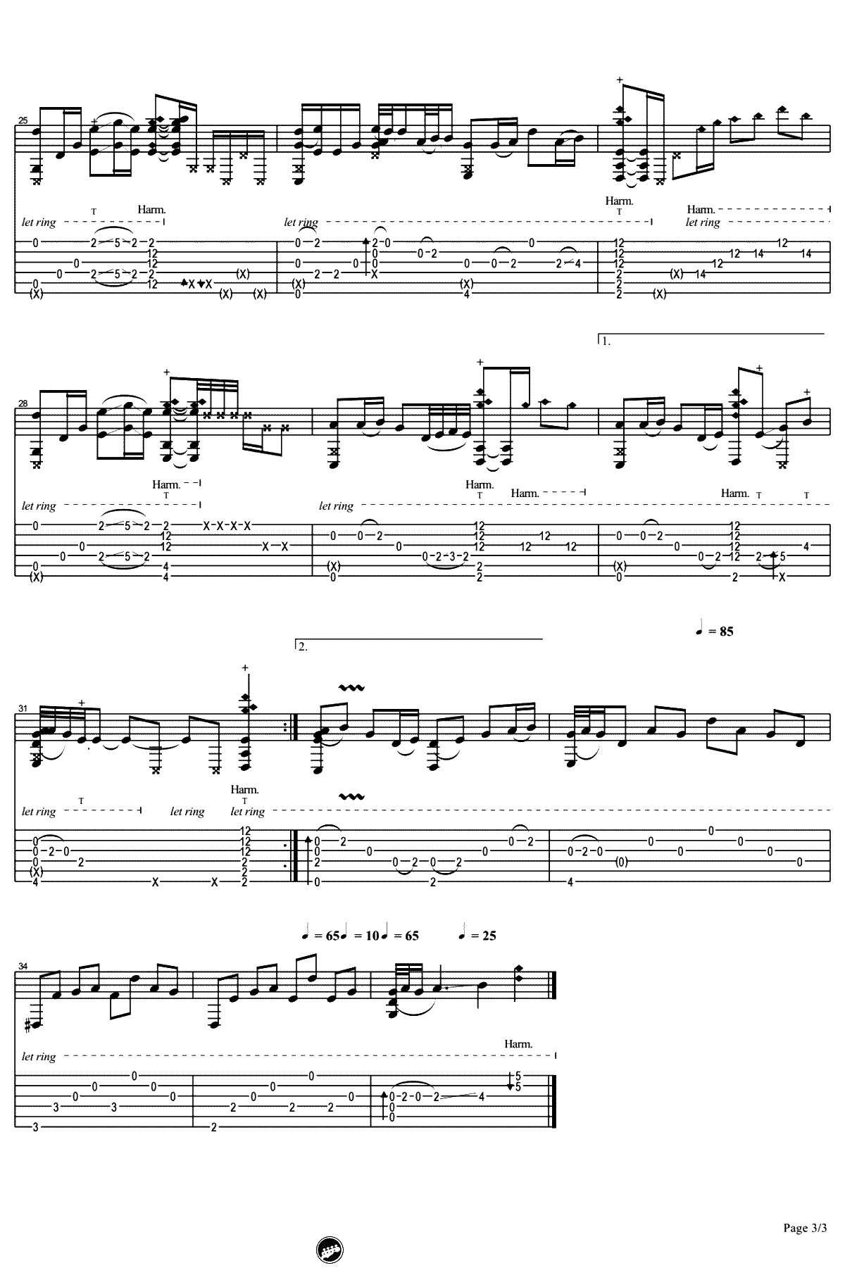 鸿雁指弹吉他谱-《鸿雁》吉他独奏谱-指弹3