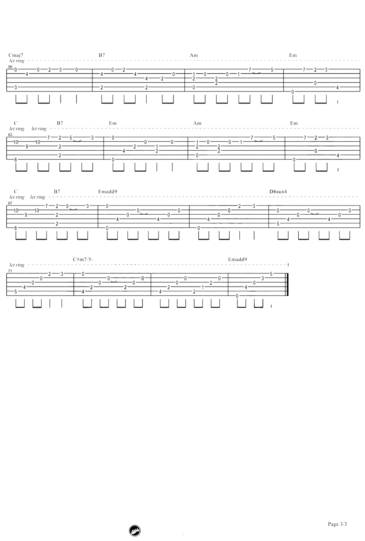 消愁吉他谱指弹版-毛不易《消愁》指弹吉他3