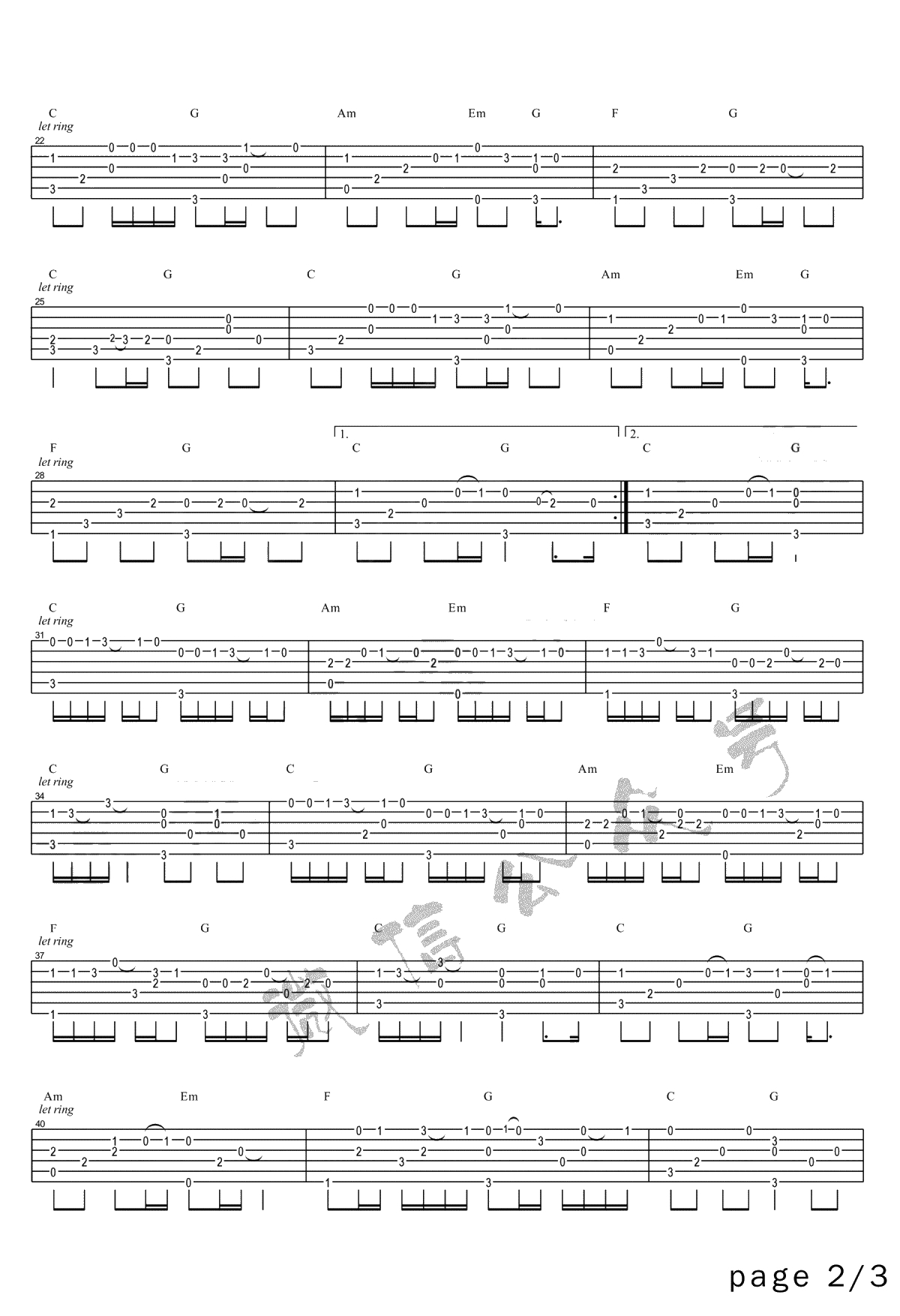 光辉岁月指弹谱-Beyond-吉他独奏谱-《光辉岁月》指弹2