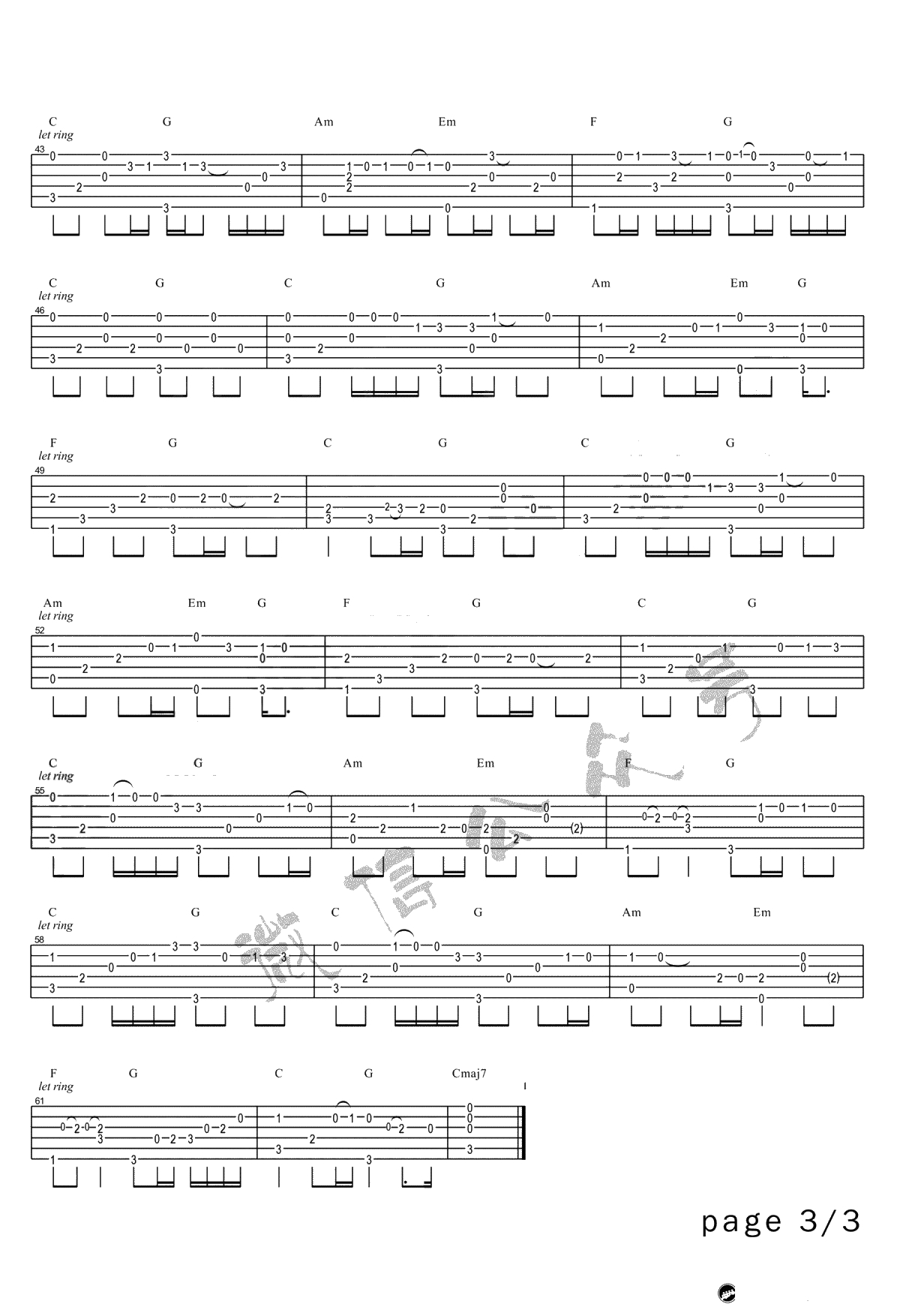 光辉岁月指弹谱-Beyond-吉他独奏谱-《光辉岁月》指弹3