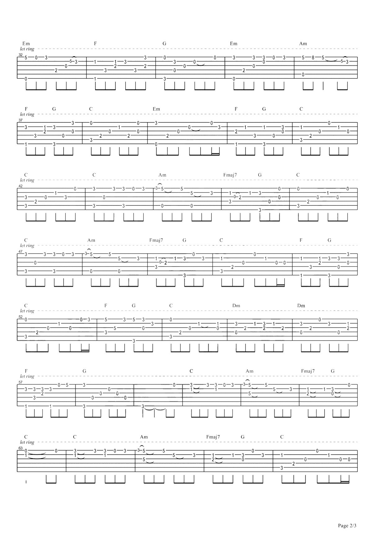 成都指弹谱简单版-赵雷《成都》吉他独奏谱-指弹吉他2