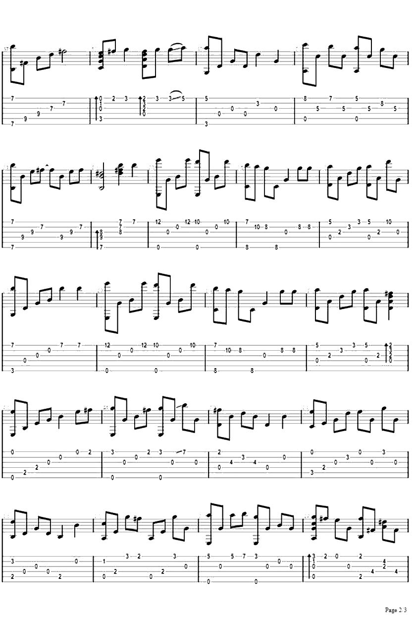 天空之城指弹谱-久石让《天空之城》吉他2