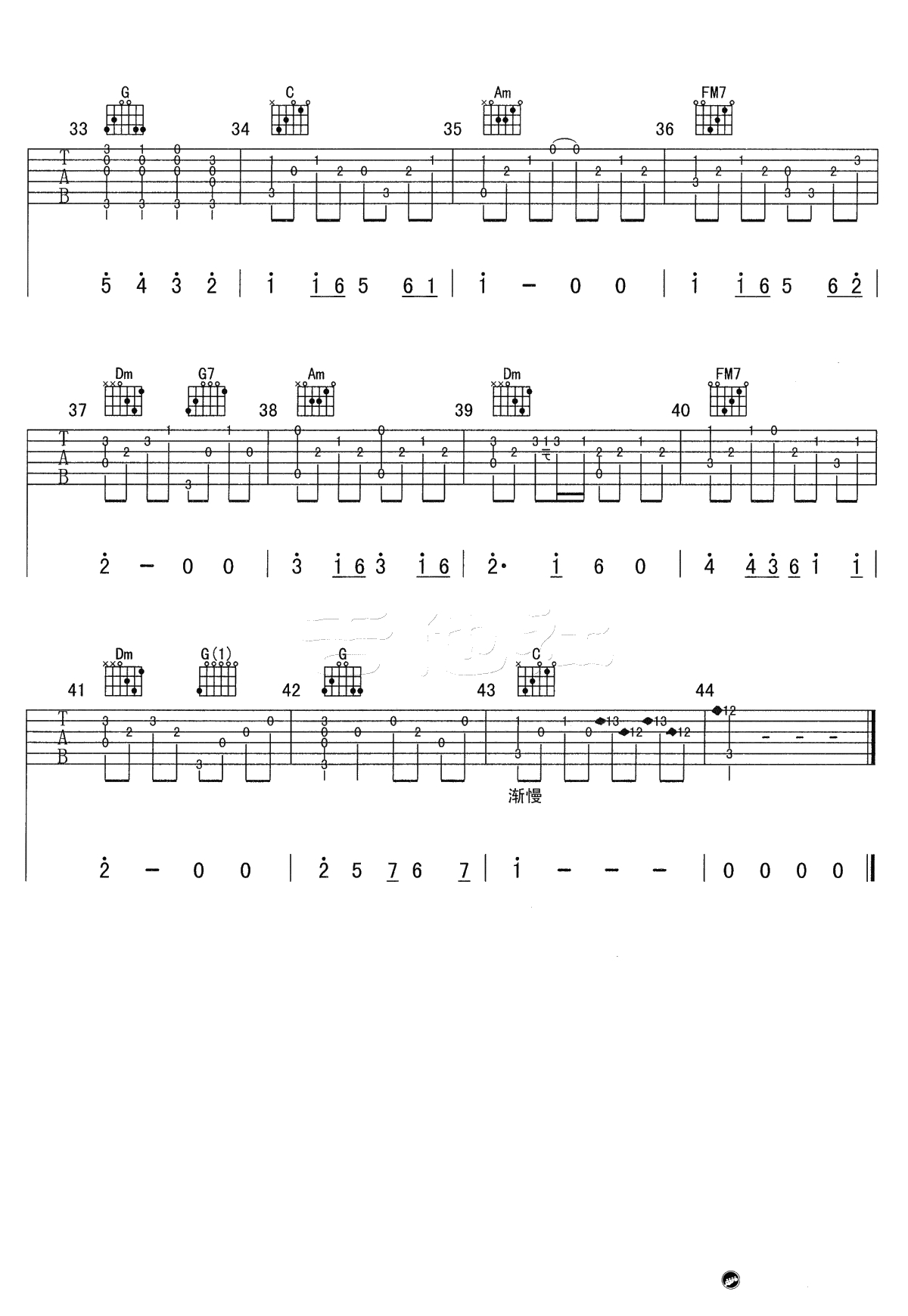 但愿人长久指弹谱-王菲-吉他独奏谱-高清3