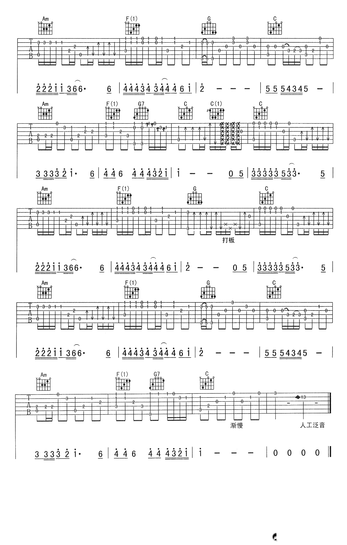 你知道我在等你吗指弹谱-张洪量-吉他独奏谱-高清3
