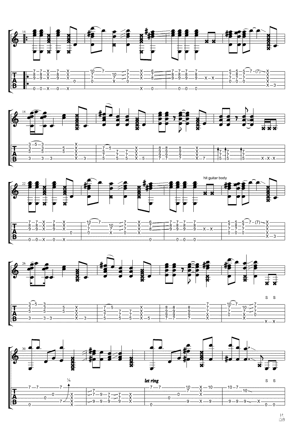 Beat it指弹吉他谱-俄罗斯大叔Igor版本-吉他独奏谱2