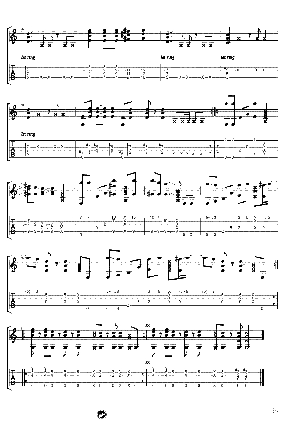 Beat it指弹吉他谱-俄罗斯大叔Igor版本-吉他独奏谱5