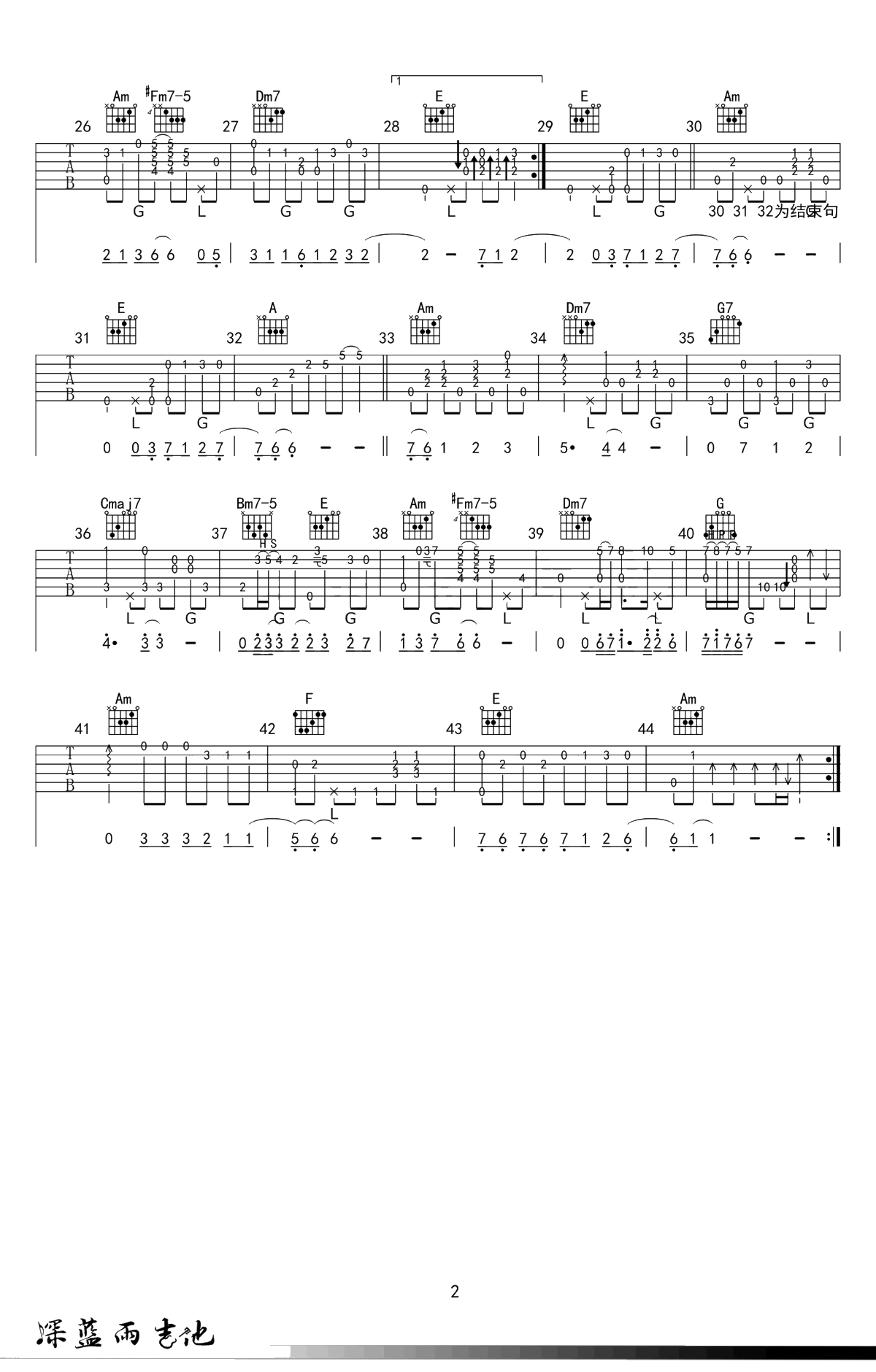 讲真的指弹谱-曾惜/摩登兄弟-吉他独奏谱-指弹2